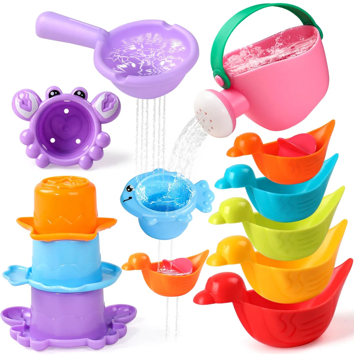 Fajiabao Giochi Bagnetto Neonato 1 2 Anni Antimuffa, Giochi Vasca da Bagno Bambini, Giochi Bambini 1 2 3 Anni, Giochi Acqua, Giocattolo per Piscina, Giocattolo Spiaggia
