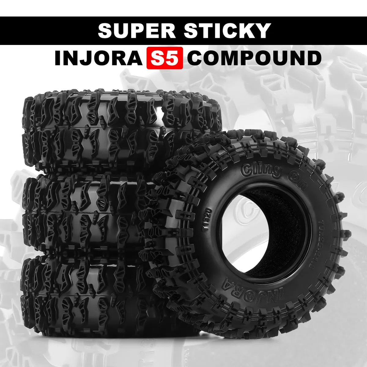INJORA Pneumatici da 1.3" - Pneumatici S5 Cling On 70 * 26mm per SCX24 TRX4M AX24 1/18 1/24 Micro Crawler, T1320