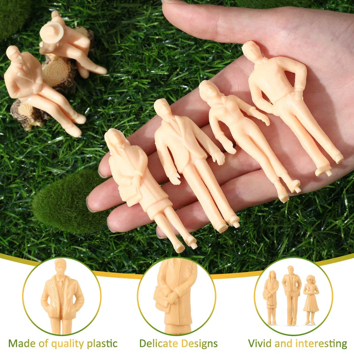 Namalu Set di 30 statuette architettoniche 1:25 in plastica dipinte per modellino e treno