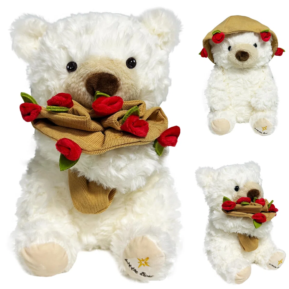 Orsacchiotto Peluche con Rosa, 30CM Orsacchiotto Peluche, Orso Di Peluche Per San Valentino, Teddy Bear Peluche, Orsacchiotto con Bouquet di Rose, Regalo per Compleanno, San Valentino, Natale (M1)