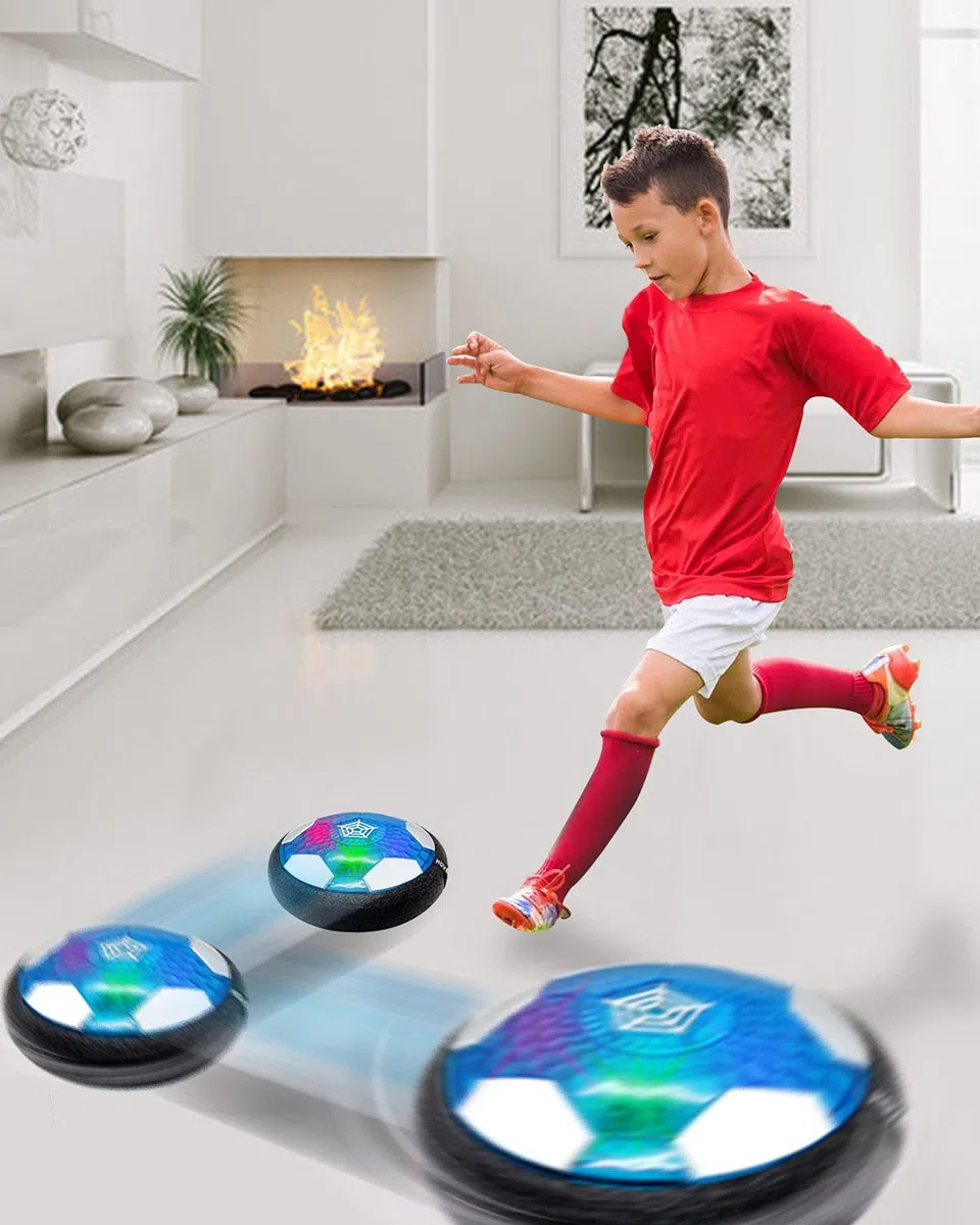 Maxesla Pallone Calcio Fluttuante Ricaricabile, Pallone Fluttuante con LED Luce Air Power Soccer Disc da Allenamento in Schiuma Morbida Paraurti per Indoor & Outdoor, Giocattoli Sportivi per Bambini