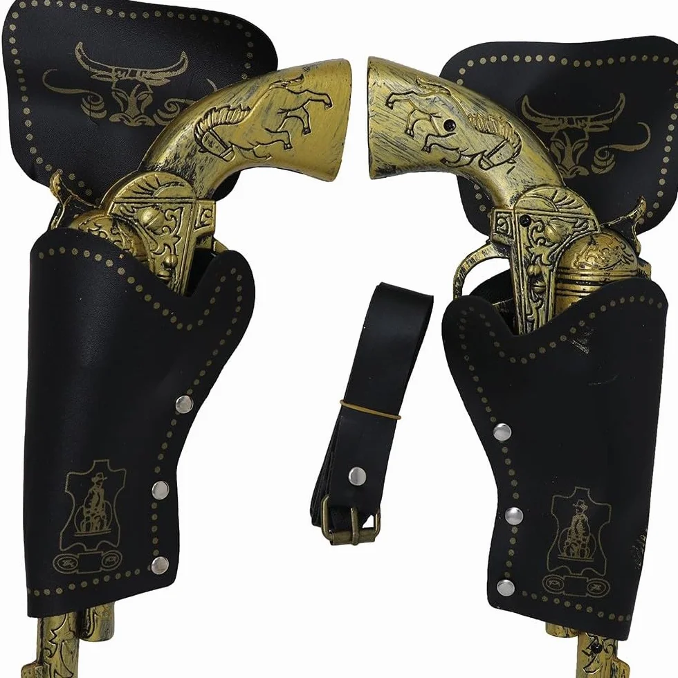 FIESTAS GUIRCA Doppia Fondina Cowboy con Pistole in plastica Color Bronzo