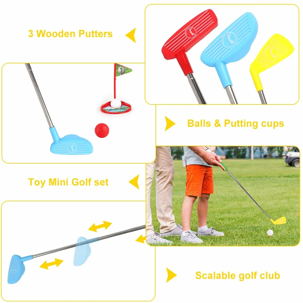 Set da Golf per Bambini,12Pcs Mini Golf,Mini Golfes Giocattolo con Albero da Golfs Retrattile,Battle Golfs,Giocattoli Sportivi Indoor Outdoor,Regali per Ragazzi Ragazze