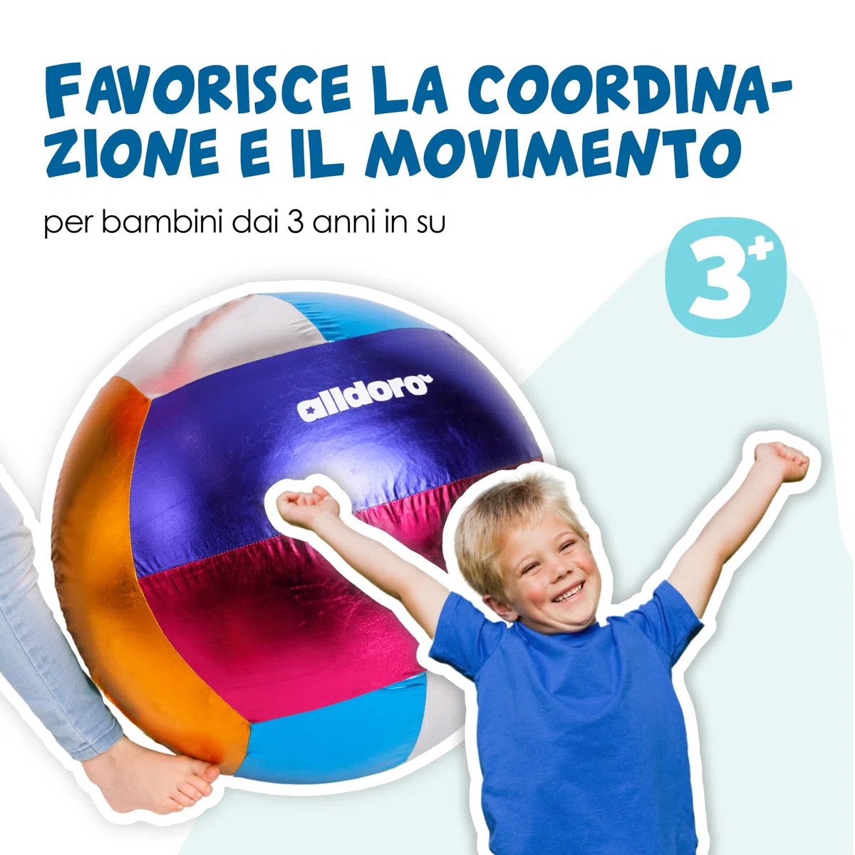 alldoro 60299 Palla metallica XXL, palla per bambini, poliestere/PVC, palla da gioco per bambini da 3 anni, scintillante, scintillante 60 cm