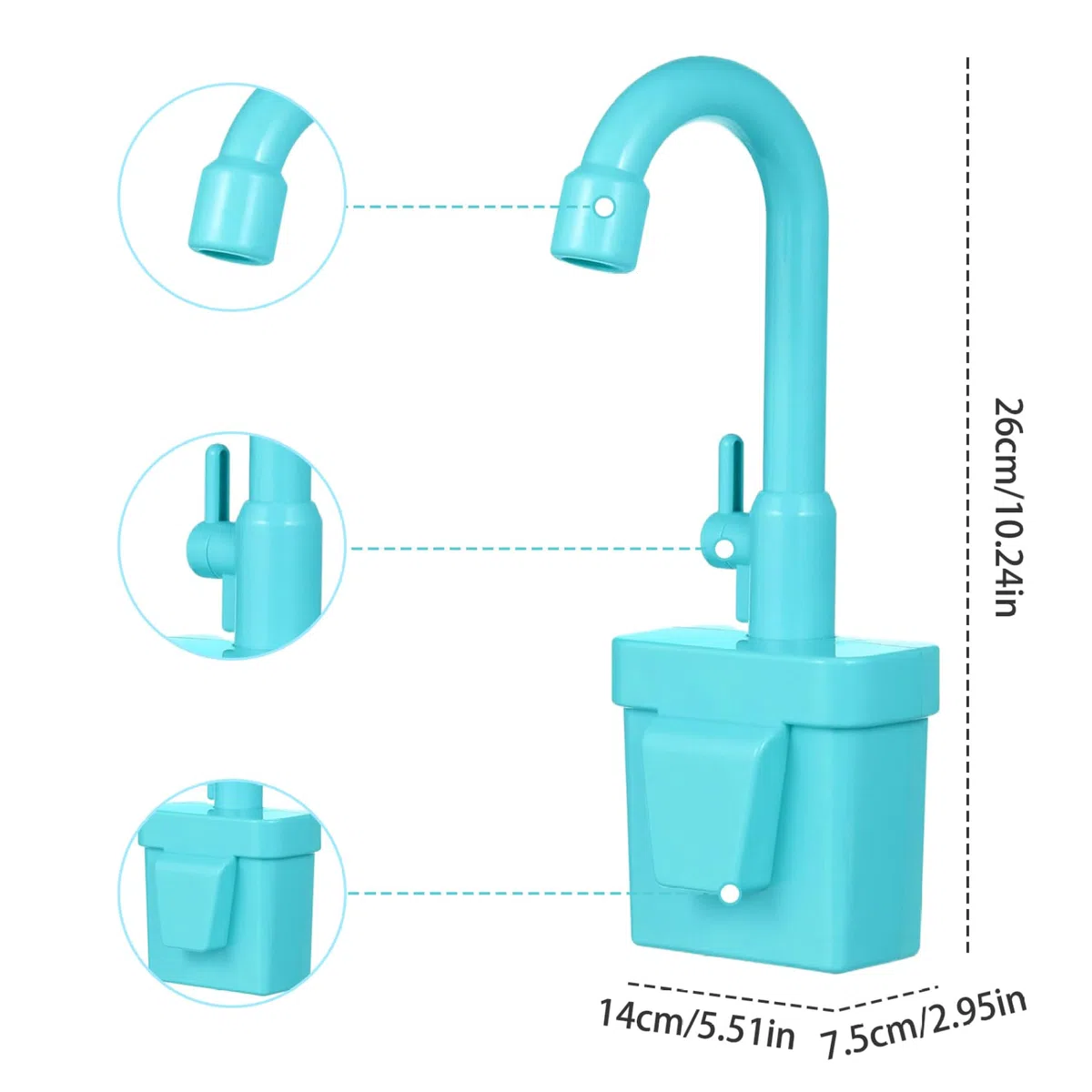Rubinetto per lavandino giocattolo in plastica, lavandino da gioco con sostituzione dell'acqua corrente Rubinetto per giocattoli da cucina Accessori per casetta da gioco per bambini / 5, 5x10, 2x3