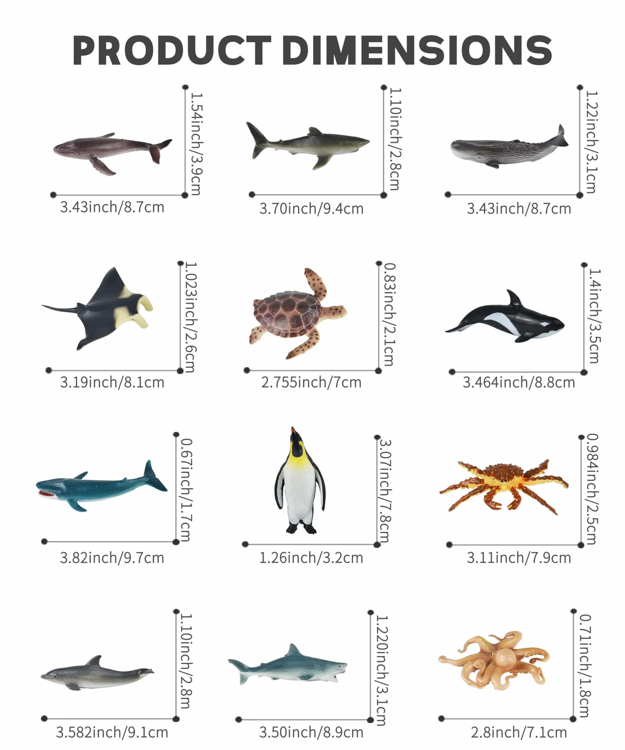 Mare Giocattolo Animale Figure, 12 Pezzi Marini Figure Animali, Oceano Giocattoli Animali, Mini Marini Giocattolo, Giocattoli Animali Marini, Oceano Figure Plastica, Animali Marini