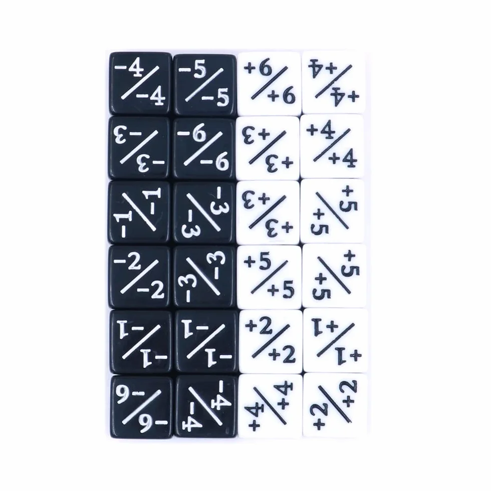 Contatori D6 Dadi 12X Bianchi +1/+1 & 12X Nero -1/-1 per CCG MTG Magic The Gathering Giochi di Carte 12 PCS Token & Fedeltà Dadi 24 PCS con Borsa