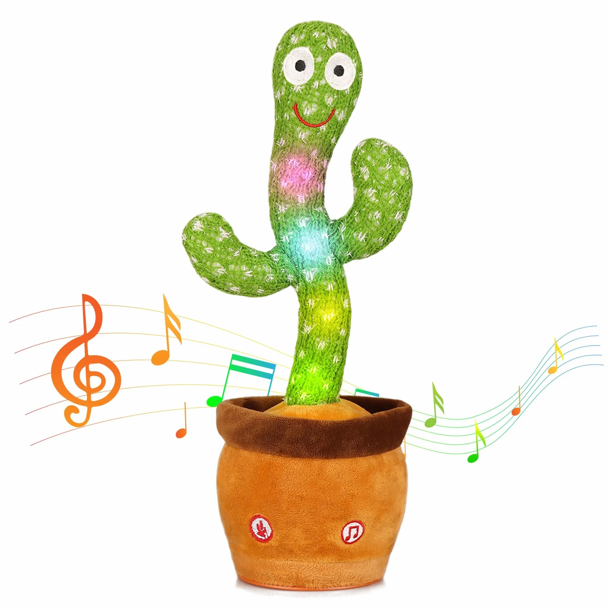 Cactus Parlante Divertente con Luci LED - Giocattolo Antistress che Balla e Ripete la Voce, Regalo Originale per Ufficio, Casa, Feste e Bambini