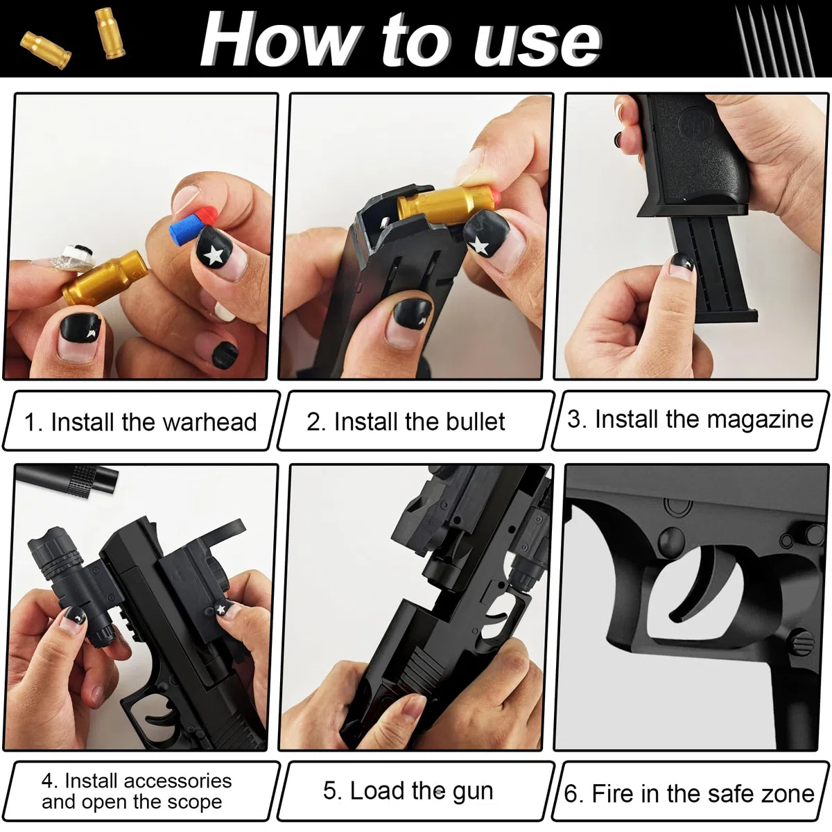 Pistola Giocattolo Realistica, Pistole Giocattolo di Schiuma Blaster a Proiettile Morbido, Soft Bullet Toy Gun Desert Eagle per il Gioco All'interno e All'aperto, Regali di Compleanno per 14+