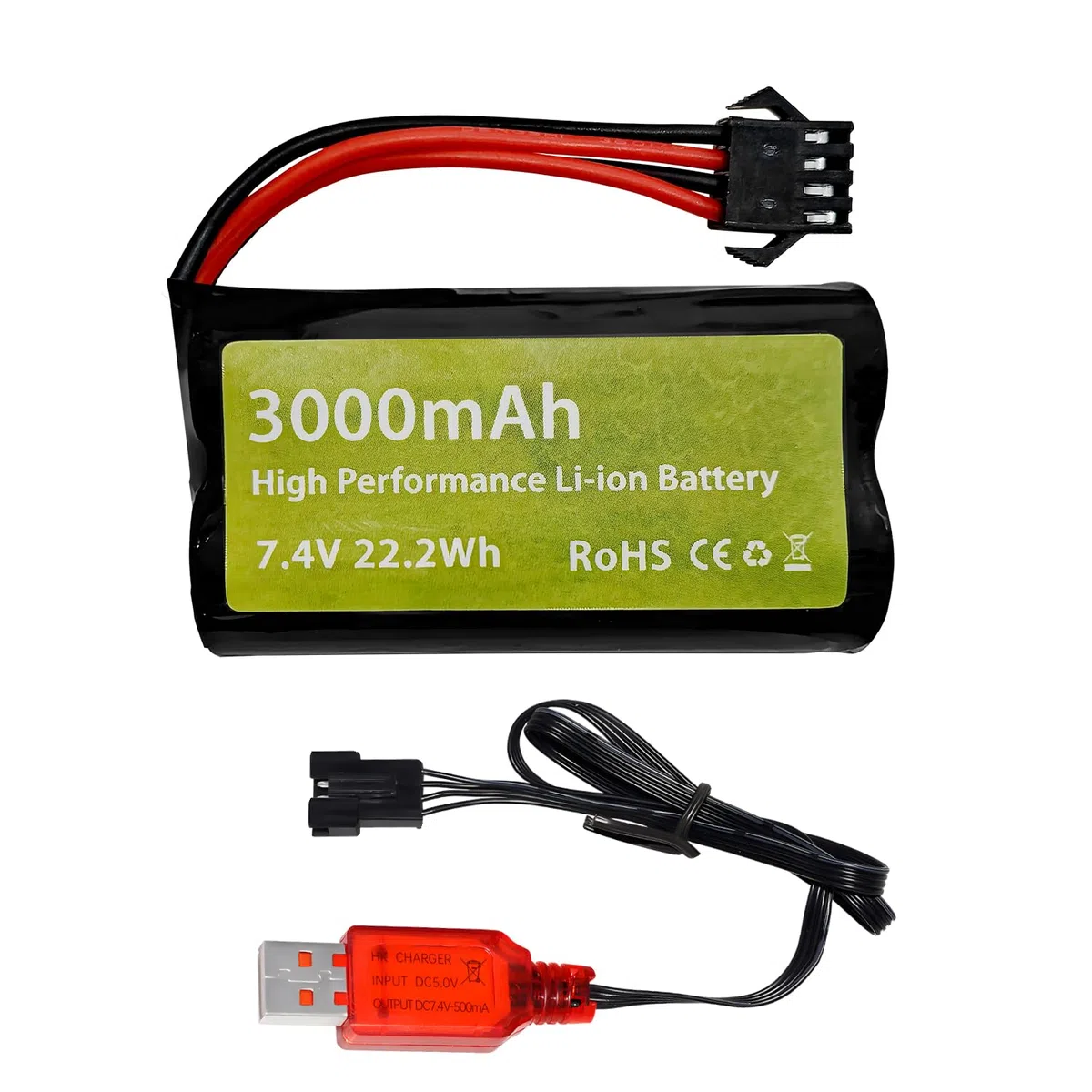 7.4V 3000mah 15C 2S batteria agli ioni di litio con spina SM-4P con cavo di ricarica USB Adatto per EC08 DE85 RC auto camion RC barca RC Drone ingegneria batteria del veicolo