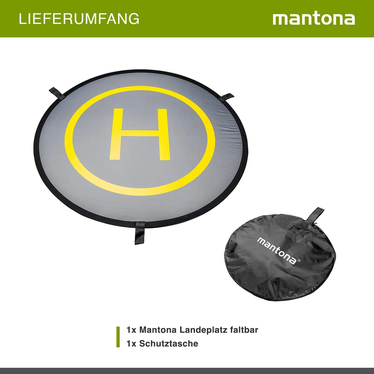 Mantona Drohnen-Landeplatz (faltbar, wasserdicht und langlebig, Durchmesser: 107cm, inklusive Schutztasche, für z.B. DJI SPARK, DJI Phantom, DJI Mavic Pro, Mavic Air, Yuneec)