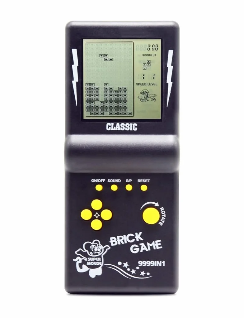CZT Nuova console di gioco in mattoni grande schermo puzzle nostalgico classico integrato 23 giochi velocità/difficoltà regolabile alimentato da 2 batterie AA (non incluse) miglior regalo (nero)