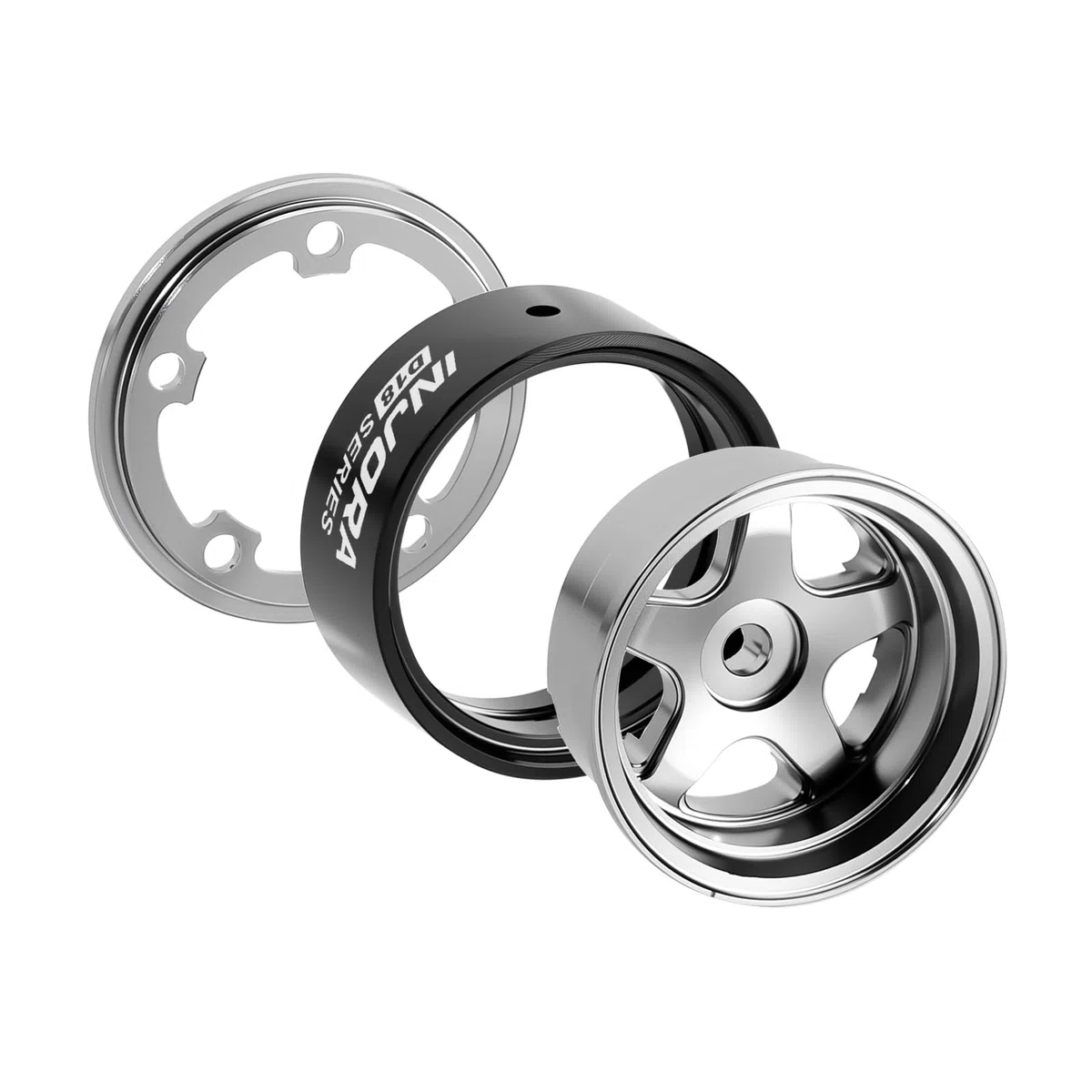 INJORA 0,7" D18 Ruote in Alluminio a 5 Razze con Beadlock per 1/30 Axial SCX30 (W7002)