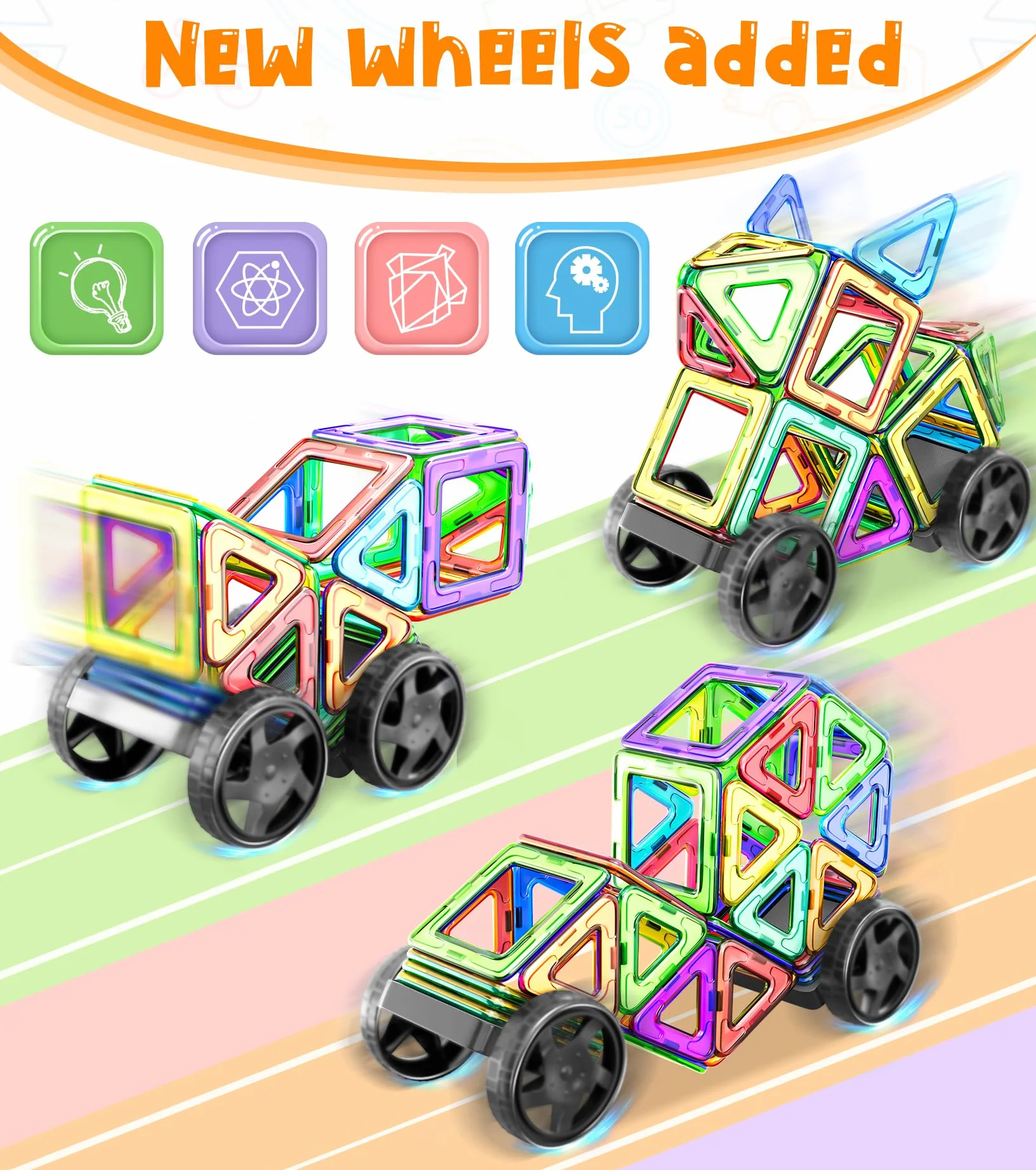 COOLJOYA Costruzioni Magnetiche, Costruzioni Magnetiche per Bambini 3 Anni, Giochi per Bambini Giochi Montessori per Ragazzi e Ragazze di 3 4 5 6 7 8 annii, 50 Pezzi Blocchi Magnetici