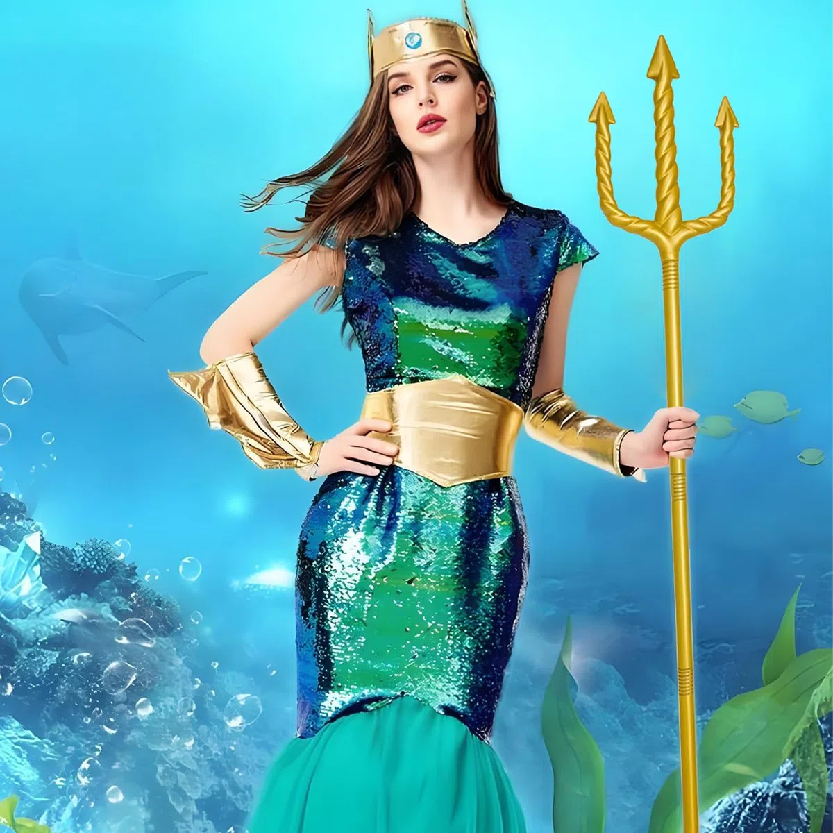 Tridente 152 cm, Tridente Poseidone Armi Carnevale, Costume di Nettuno per Adulti Carnevale Halloween Festa a Tema Gioco di Ruolo Costume da Diavolo (A)