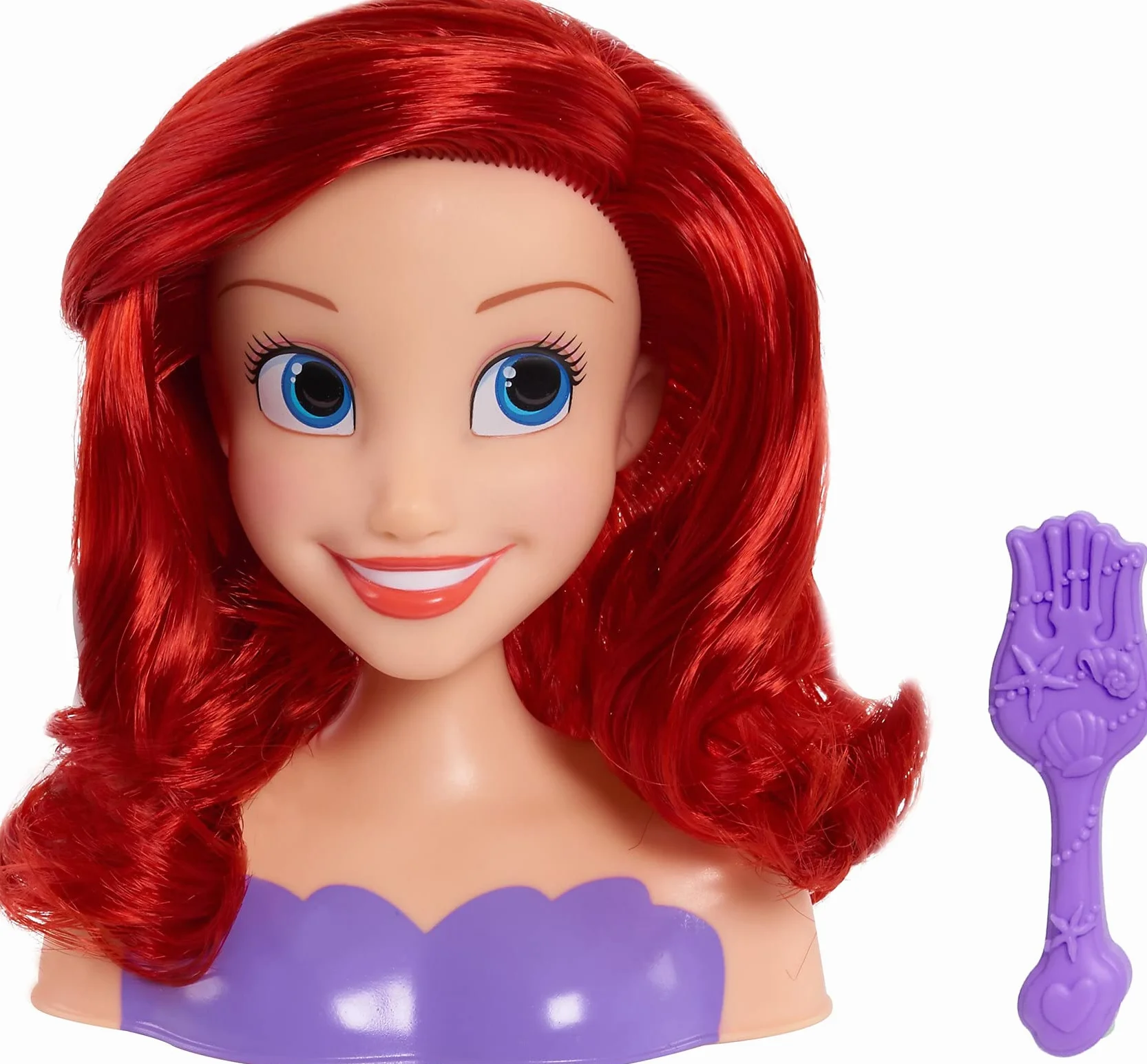 Disney Princess Ariel - Mini Testina da Parrucchiere, 14 cm, con Spazzola per Capelli, per Divertimento, dai 3 Anni in su, Just Play