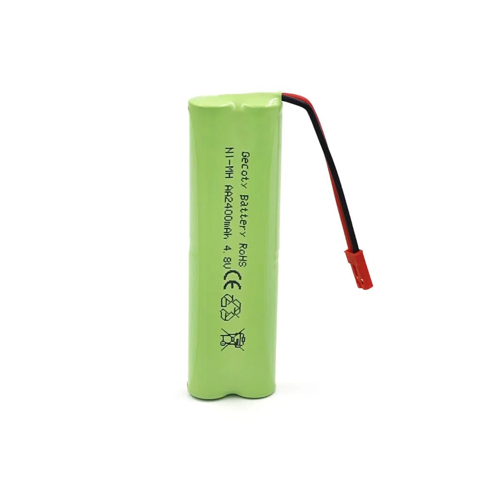 Batteria ricaricabile NI-MH AA da 4,8 V, batteria RC da 2400 mAh con spina JST e cavo di ricarica per giocattoli ad alta velocità, illuminazione, utensili elettrici (JST)