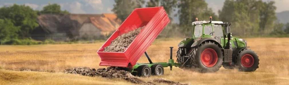 Siku 2881, rimorchio a doppio asse, 1:32, Metallo/Plastica, Rosso/Verde, Giocattolo per bambini, Pianale ribaltabile, Sponde laterali regolabili in altezza