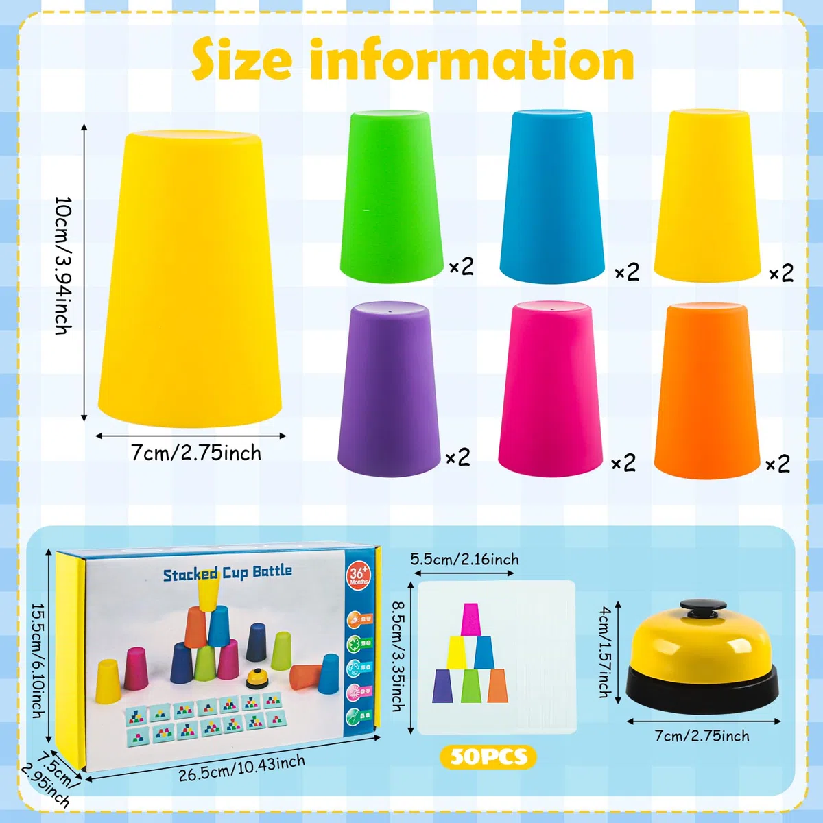 Set di 12 Tazze Sportive Velocità, 50 Carte e 1 Campanella: Gioco di Lancio per Bambini e Adulti, Impilabili, Tazze di Allenamento, Giocattolo per Feste