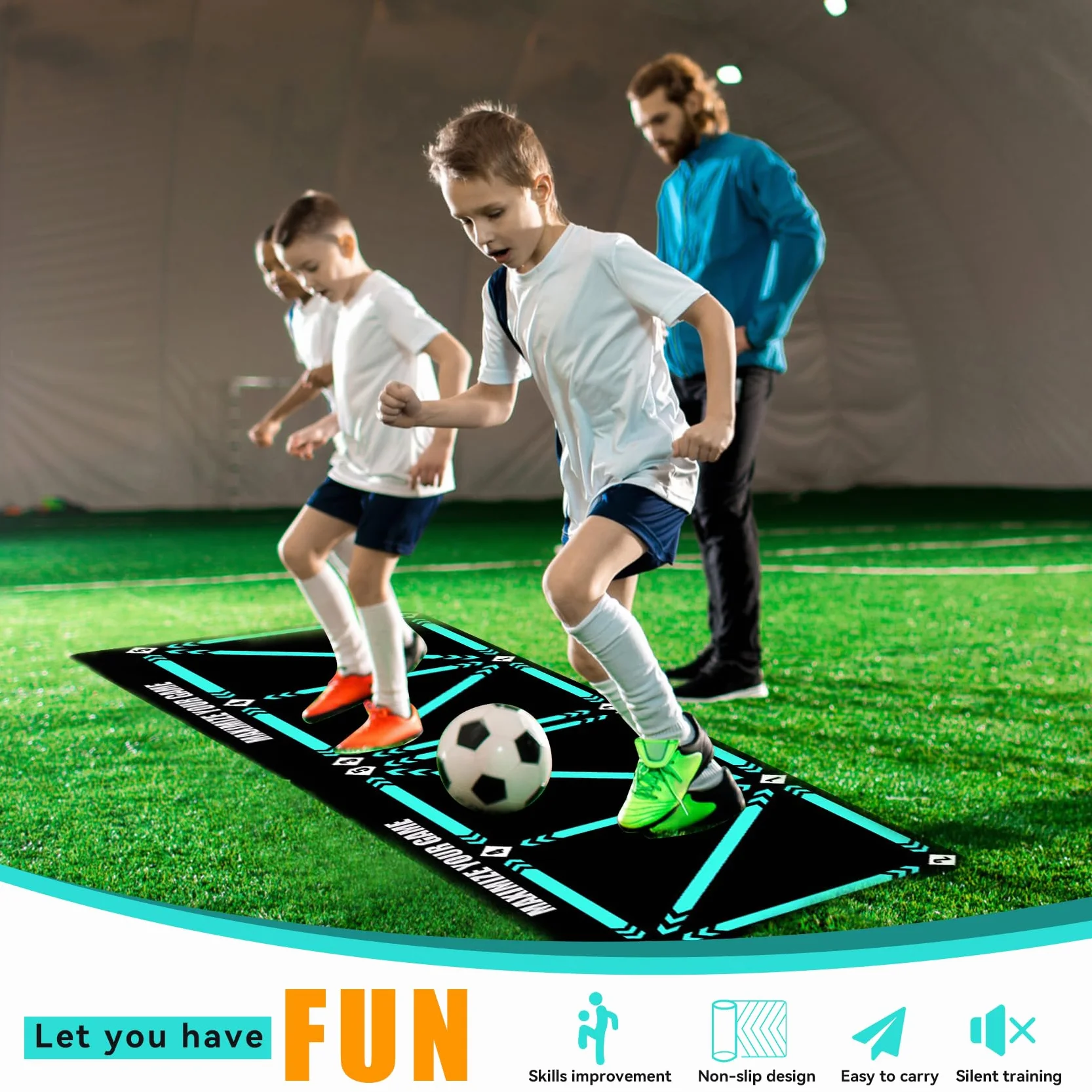 Tappetino da Allenamento per Calcio,90x60cm Tappetino da Calcio,Calcio Tappeto Allenamento,Tappetino da Calcio per Allenamento,Mat Di Allenamento Da Calcio,Allenamento Calcio per Bambini/Adulti
