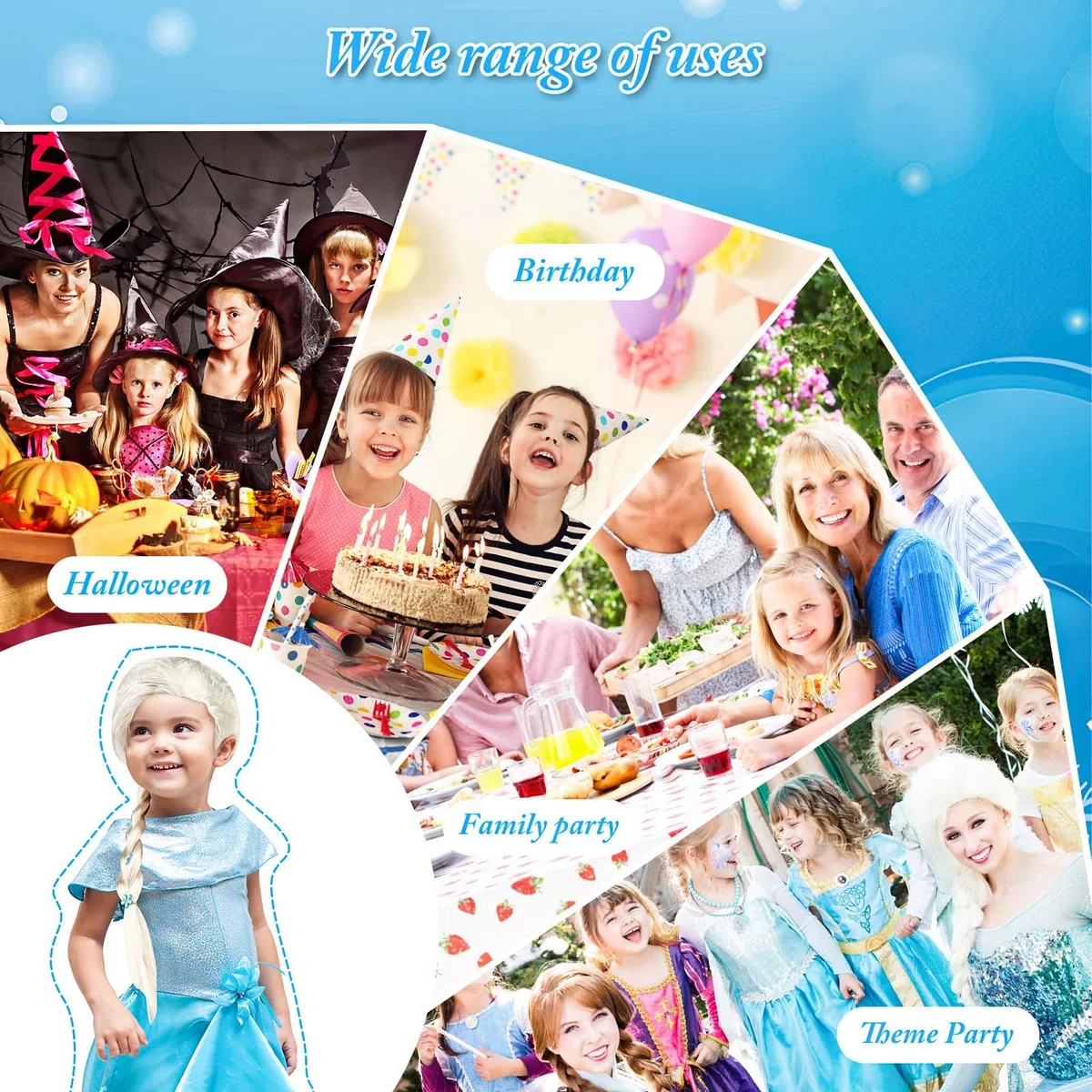 Parrucca Elsa, Parrucche di Elsa, Parrucca Rapunzel Bambina, Principessa ParruccaBionda, PrincipessaParrucca Treccia per Bambini Cosplay Parruccas per Halloween Carnevale Idea Regalo