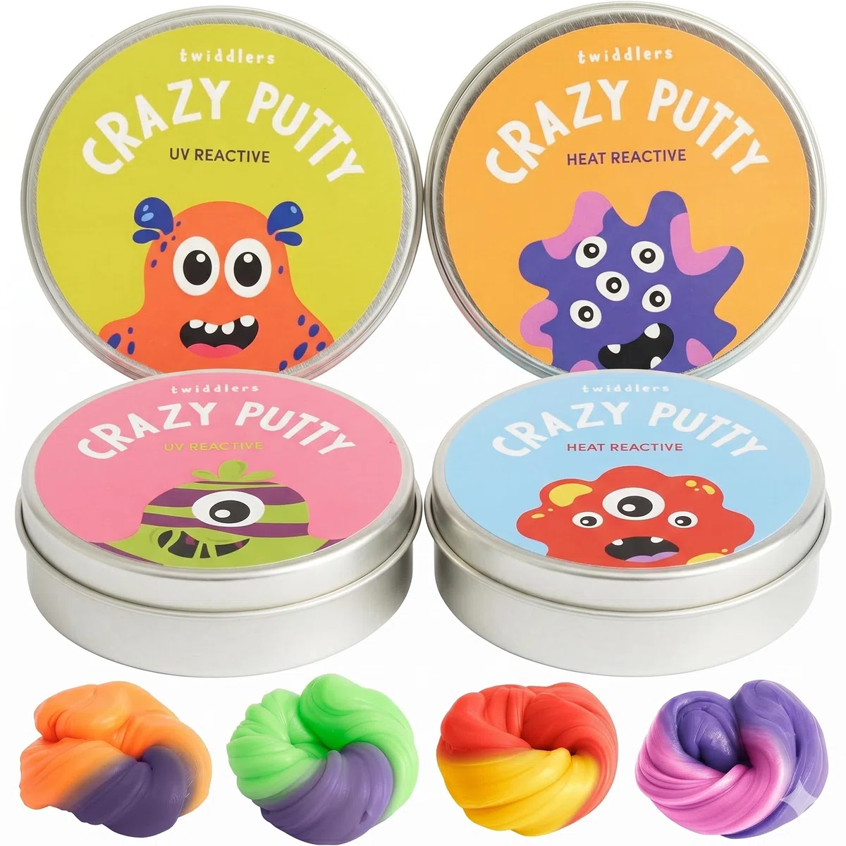 Slime Muta Colore Confezione da 4 Vasetto Grande, Reattivo a Calore e UV