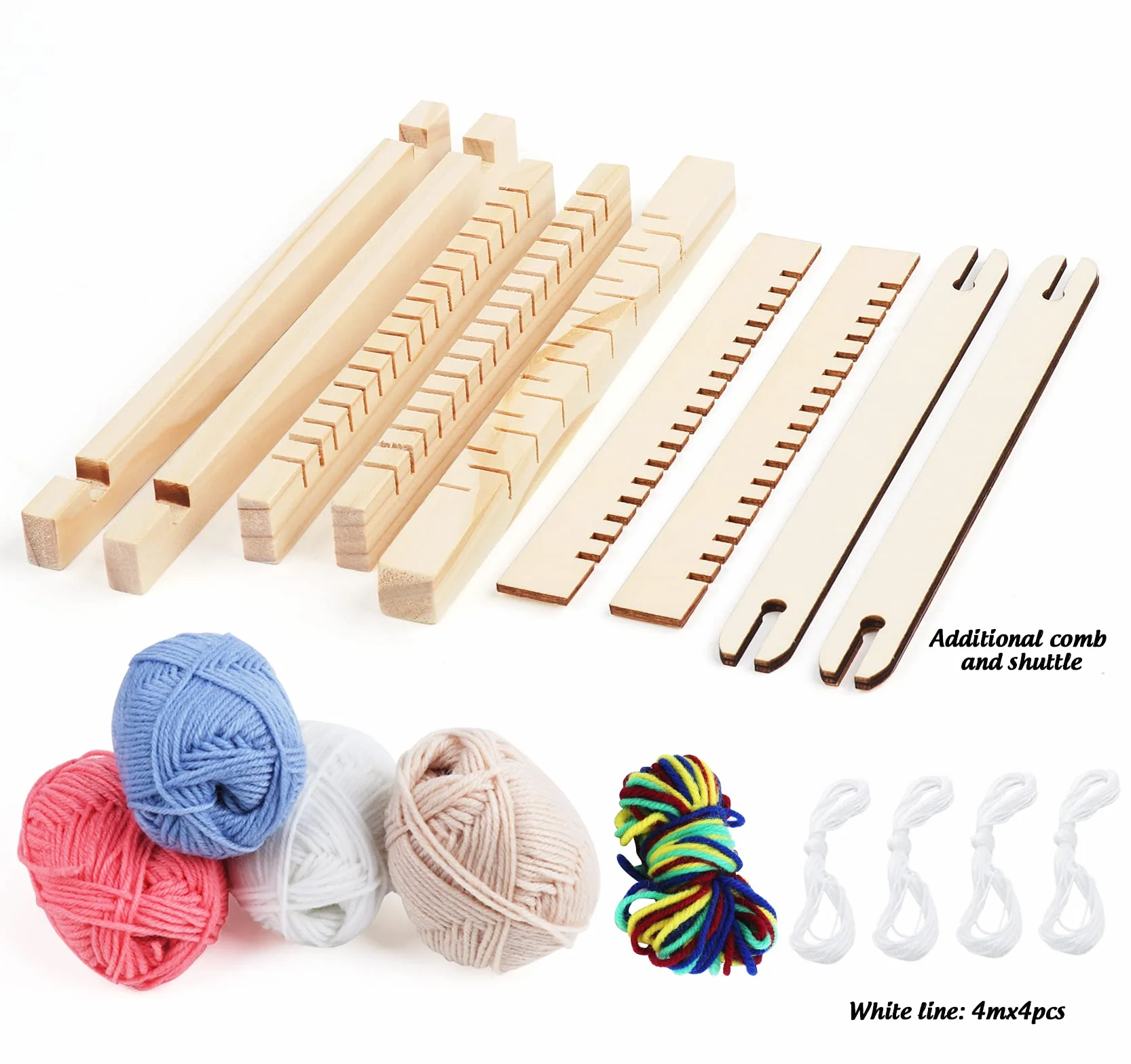 Homewit Kit di tessitura per bambini, 22 x 17 cm, telaio in legno con lana colorata, filo per catena e accessori, ideale per principianti e bambini