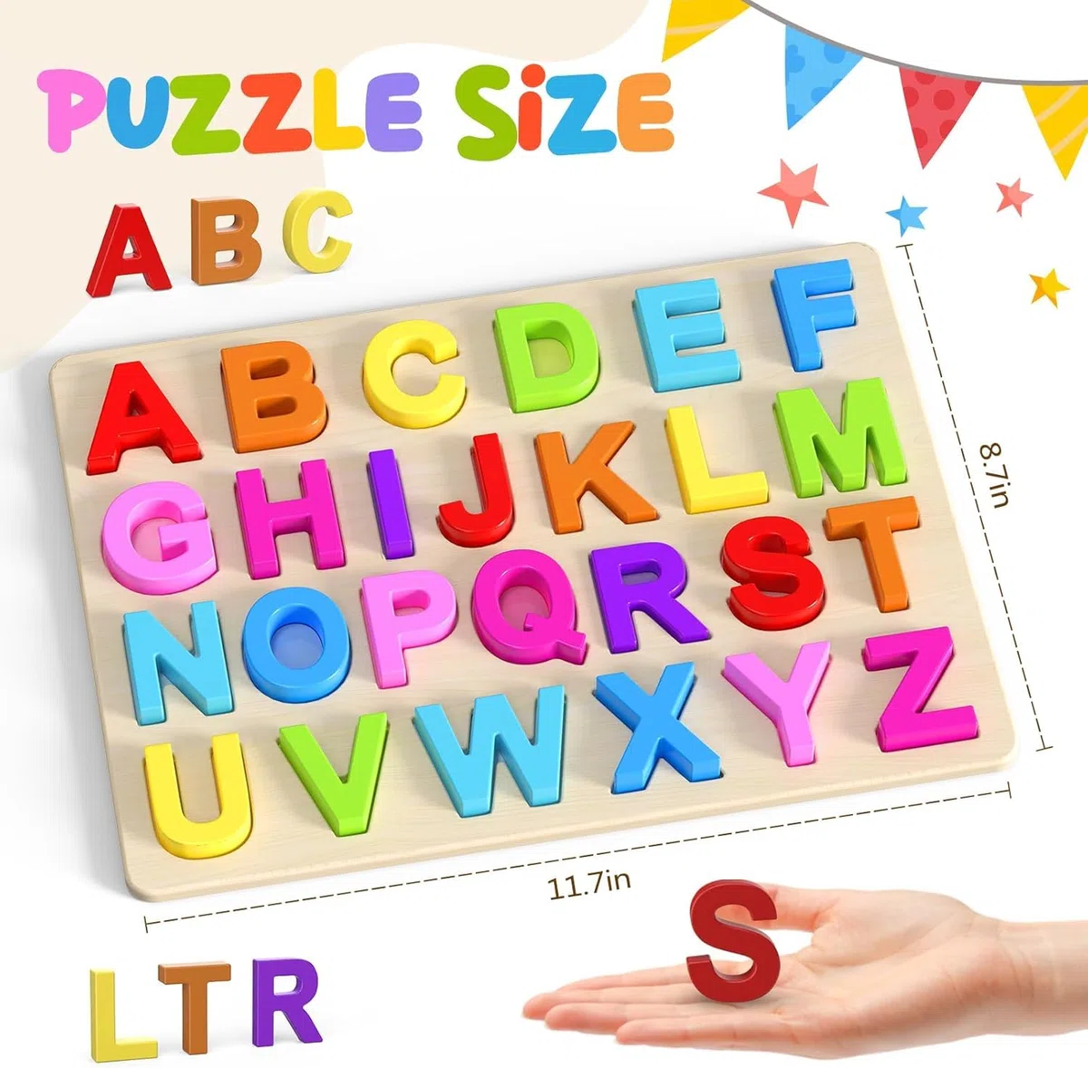 Puzzle Alfabeto, ABC 26 Lettere Grandi in Legno Set Alfabeto Montessori Giochi Giocattolo Educativo Puzzles con Lettere dell’Alfabeto per Apprendimento nella Prima Infanzia Regalo per Bambini