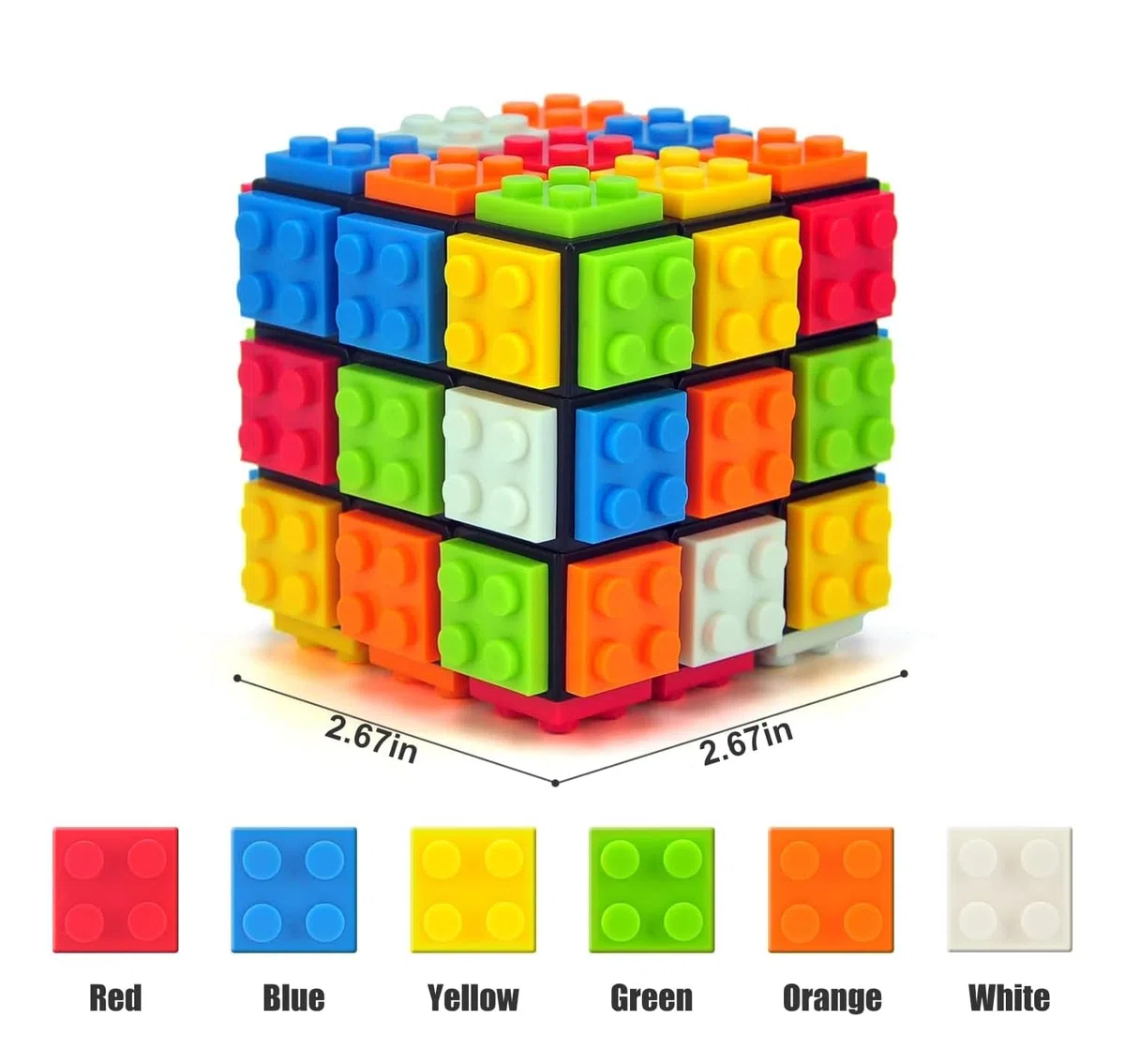 Speed Magic Cube 3x3,Cubo Magico di Velocità, Build-on Brick Twist Brain Teaser Puzzle Cube con Mattoncin,2-in-1 Classico Giocattolo Cubo per Bambini e Adulti, Nero