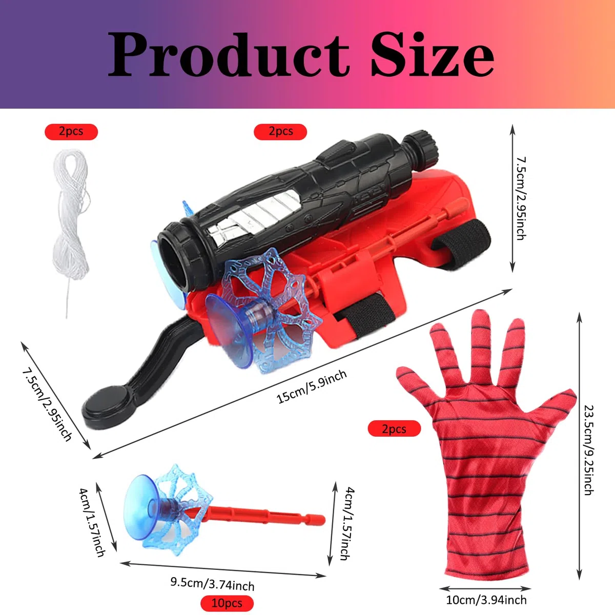 DAIREN Set di 2 Spider Glove Launcher,Spider Launcher,Spider Glove,Spara Ragnatele Giochi per Bambini,Giocattoli educativi in Bambini Cosplay(Rossa)