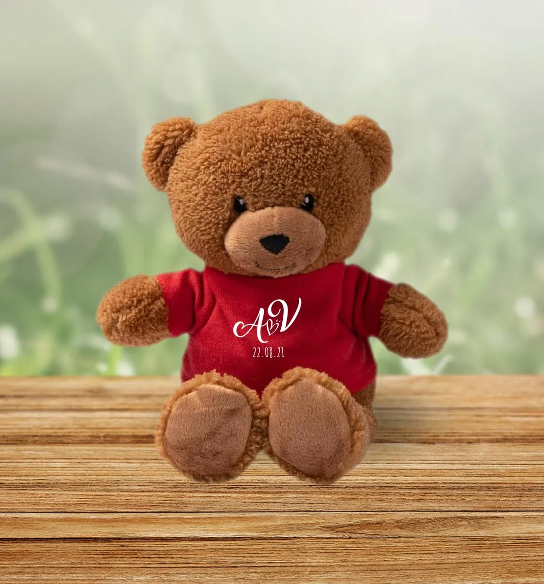 Generico ''Noi'' Orsetto di Peluche con Maglietta Personalizzabile Morbido Poliestere 18x26x8 cm idea Regalo SanValentino Natale anniversario personalizzato con foto e frase