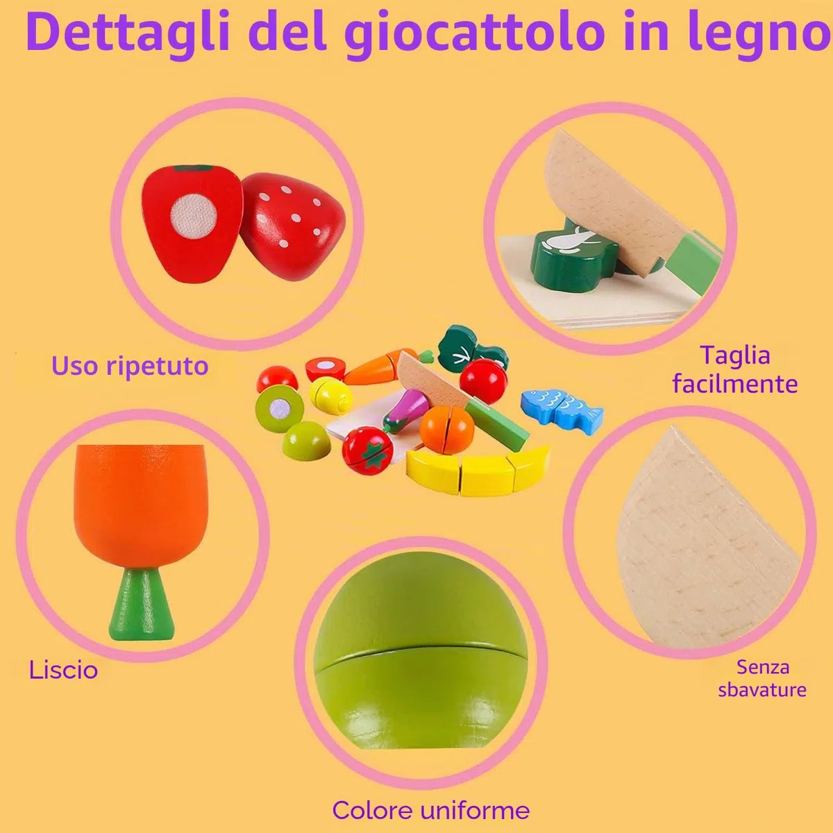 Giochi in Legno Taglio Frutta e Verdura Giocattolo Cucina per Bambini Legno Giocattoli di Simulazione Regalo di Giorno dei Bambini Compleanno Daicon Una Sacchetto per 3 Anni+