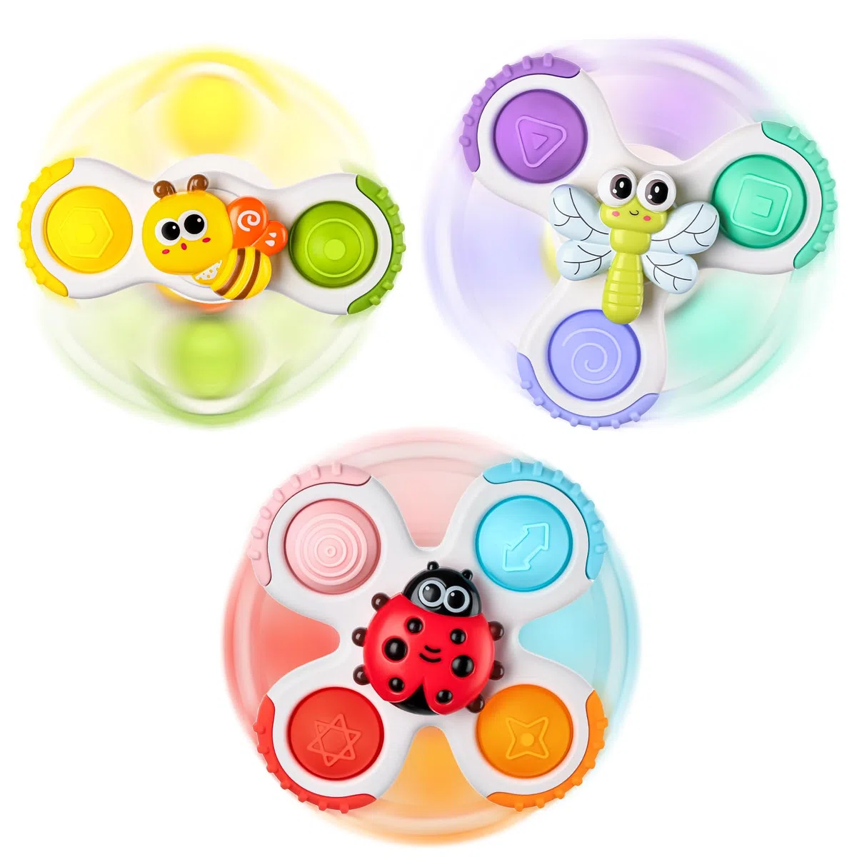lerrbo 3 Pezzi Giocattolo Pop-Spinner con Ventosa per Ragazzi e Ragazze Età 1 Anno, Giocattolo da Bagno Sensibile per Bambini Piccoli Età 12–18 Mesi, Ciotole per Calze da Natale
