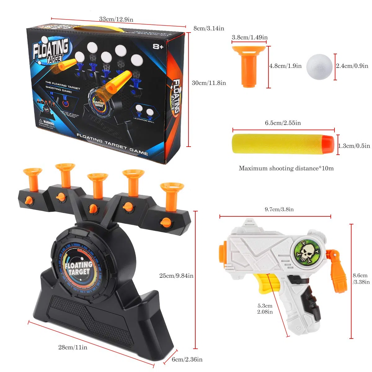 Herefun Gioco Bersaglio Galleggiante, Bersaglio Galleggiante Elettrico, Giochi di tiro Elettrico, Freccette Gioco Sparatutto Shooting Giocattoli da Allenamento con 2 Pistole, 10 Proiettile