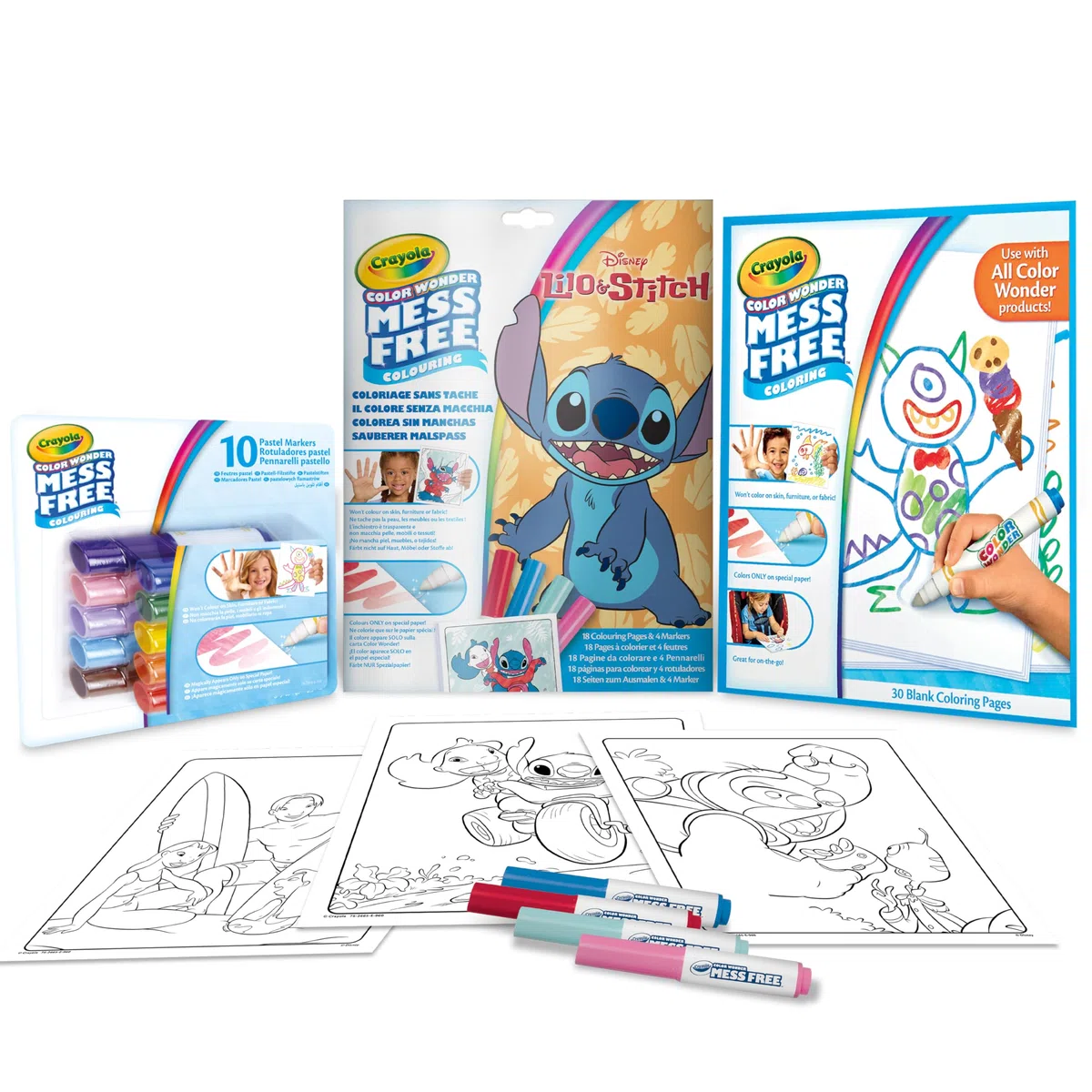 CRAYOLA - Color Wonder, Set Convenienza Colore Senza Macchia, Tema Lilo&Stitch, Attività Creativa per Bambini, età 3,4,5 Anni, 7502