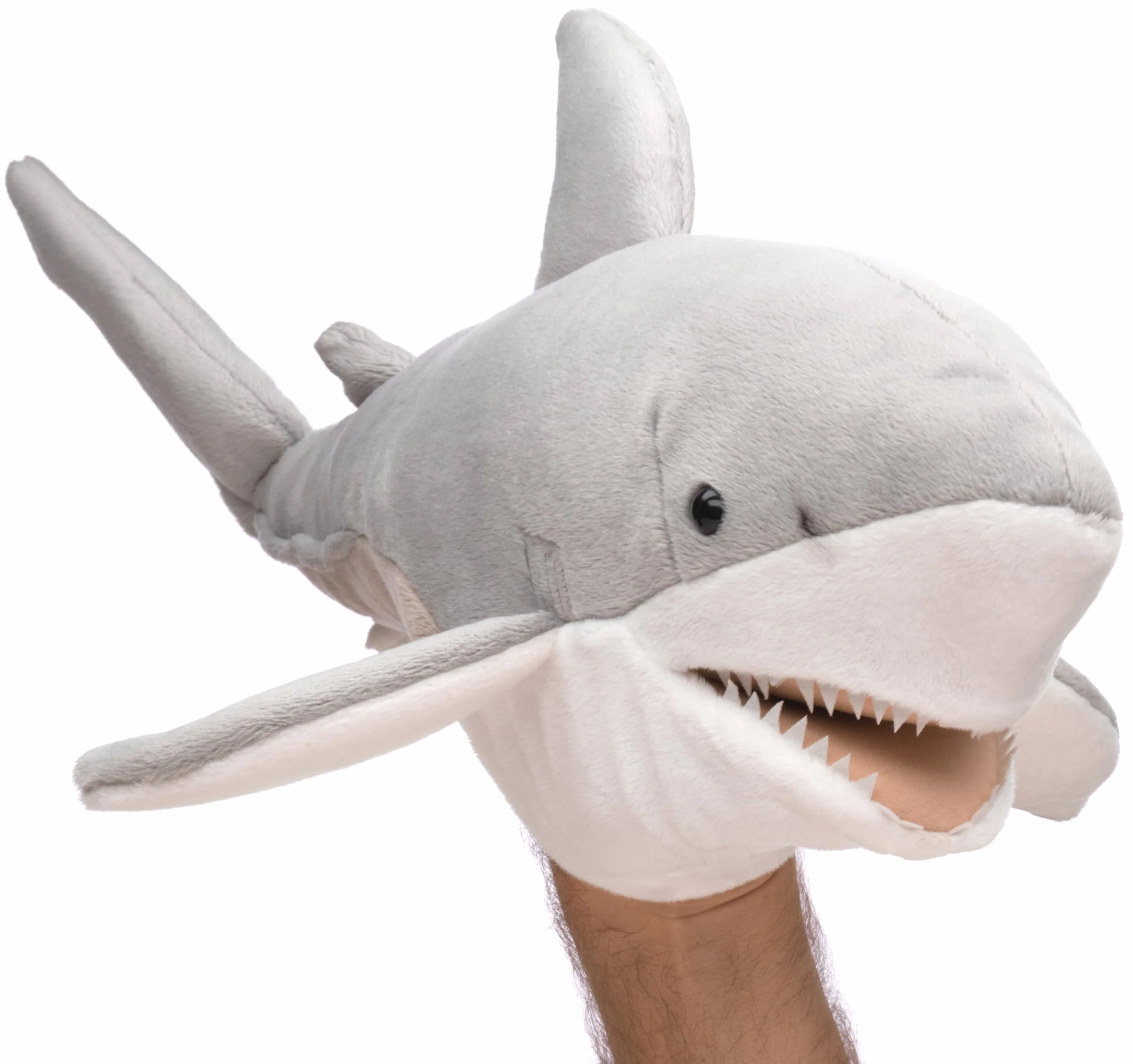 Uni-Toys - Marionetta con squalo bianco – 50 cm (lunghezza) – Pesce peluche – peluche