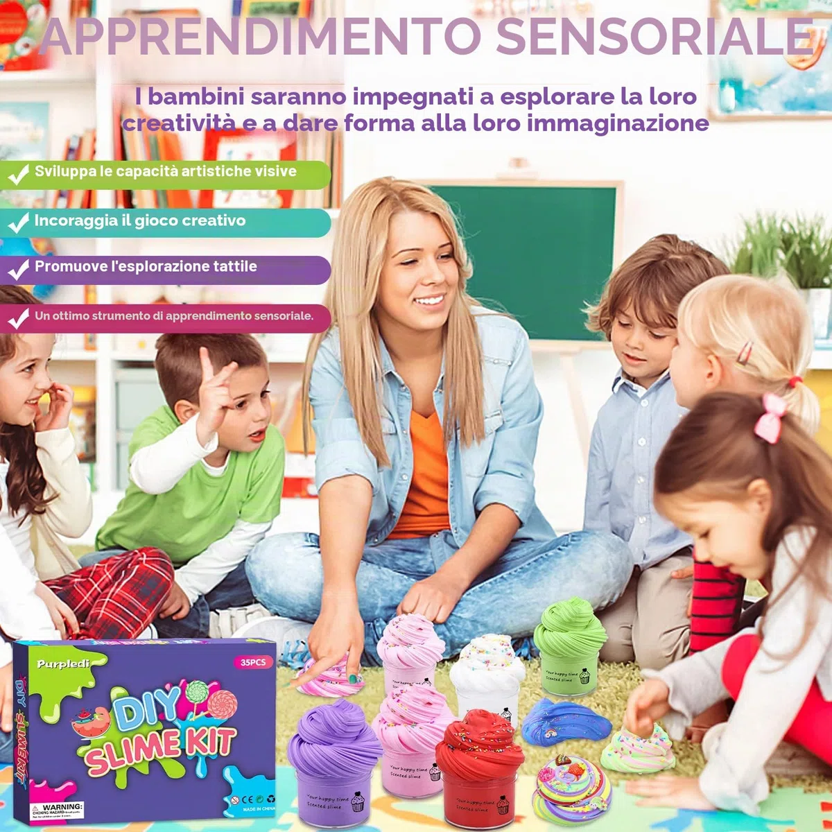 Purpledi Fluffy Butter Slime Set, 35 colori, Kit fai da te Giocattolo Antistress, Soft and Stretchy, per Bambini, Regalo