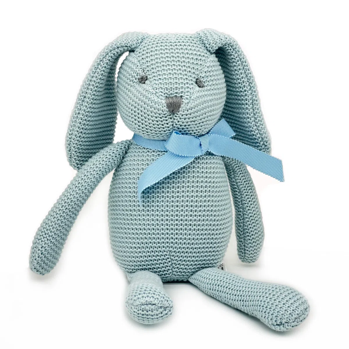 FLUFFYFUN Coniglio Peluche Neonato 100% Cotone biologico 18cm blu