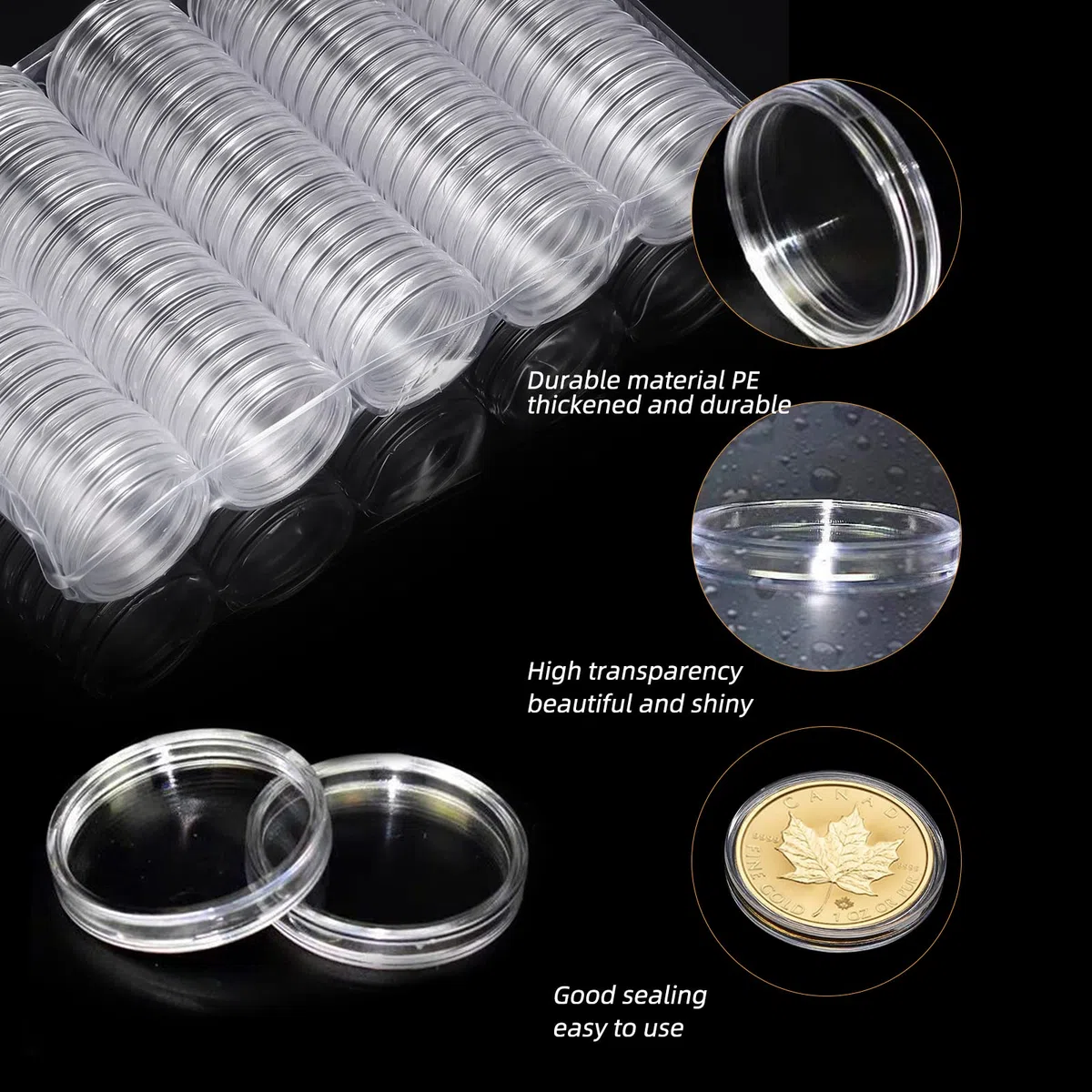 XZEIT 200 Pezzi Custodie per Monete 25mm Monete di Collezione in Plastica Capsule di Monete Rotonde Trasparente con Scatola Organizzatore per La Raccolta di Monete