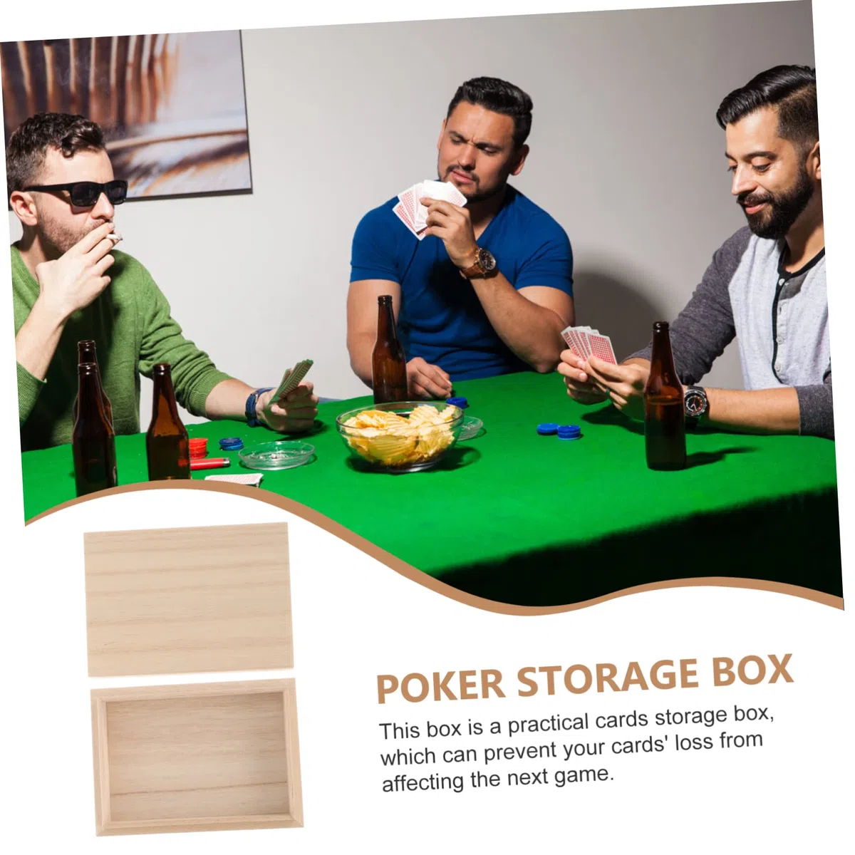 ifundom Scatola Porta Carte Da Poker in Legno Scatola Di Stoccaggio Vuota Per Carte Da Poker Coperchio Organizer in Legno Coperchio Facile Da Trasportare