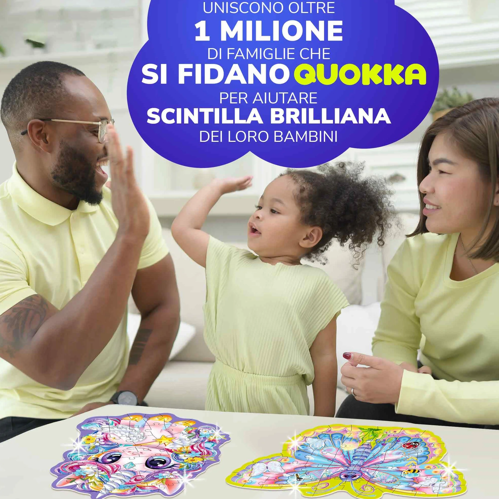 QUOKKA Shimmer Puzzle per Bambini Dai 4 ai 6 Anni - Puzzle a Forma di 48 pezzi - Confezione da 4: Principessa, Sirena, Farfalla e Unicorno - Giocattolo Bambini