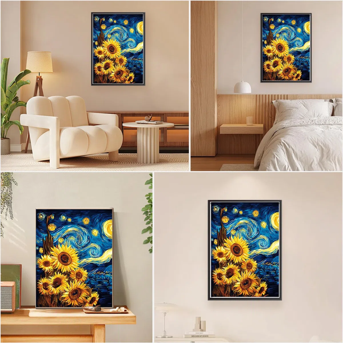MEIYUDA Dipingere con i Numeri Adulti con Telaio Notte stellata, Kit di Pittura a Olio su Tela, Fai-da-Te Pennelli Pittura a Pigmento Acrilico Disegno, Decora la Casa Regalo 25x35cm