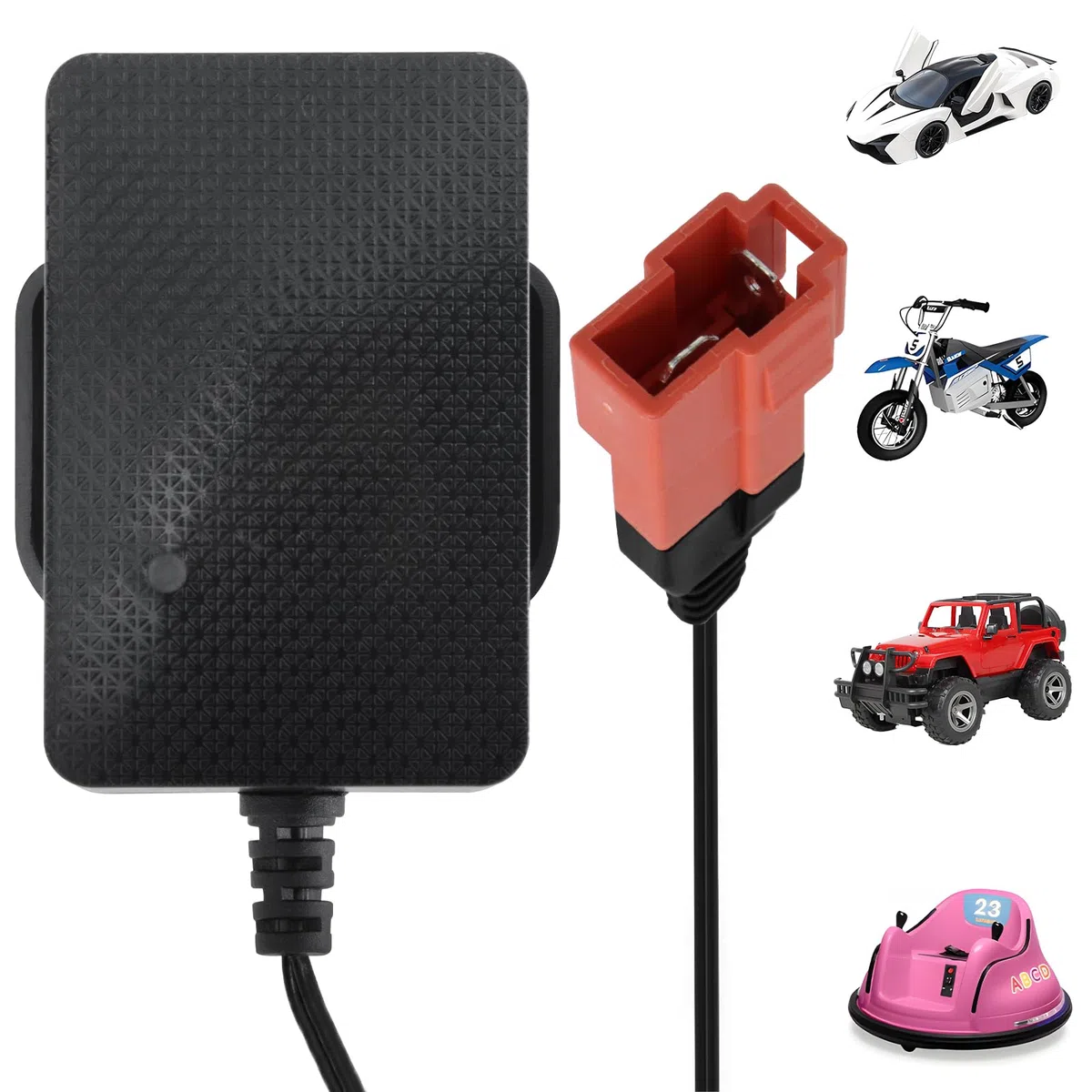 Caricatore da 6V per moto e auto elettriche per bambini - Caricabatterie 6 Volt per bambini Ride on Toys, alimentatore di rete da 6V per veicolo elettrico a quattro ruote per bambini SUV ATV