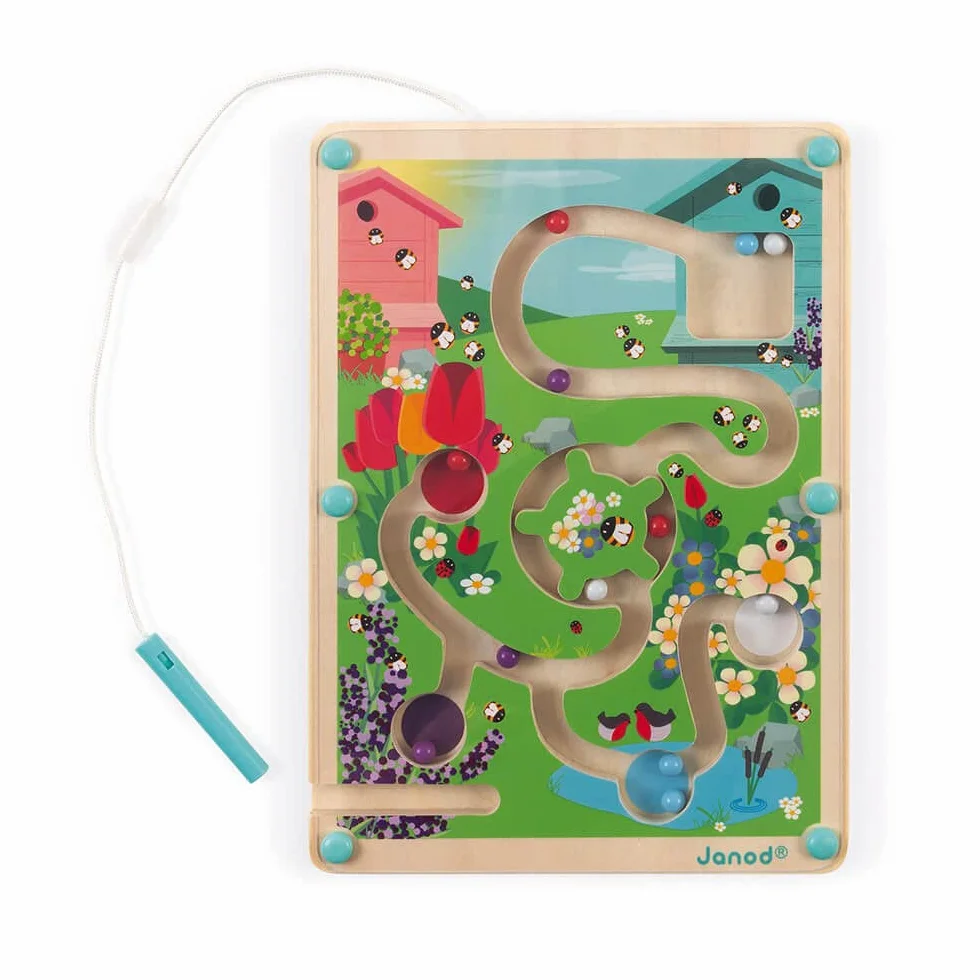 Janod - Labirinto Magnetico con Biglie in Legno - Sviluppo della Motricità Fine e della Concentrazione - Formato: 18 X 25 Cm - Certificato FSC - A Partire dai 2 Anni in Su, J05310