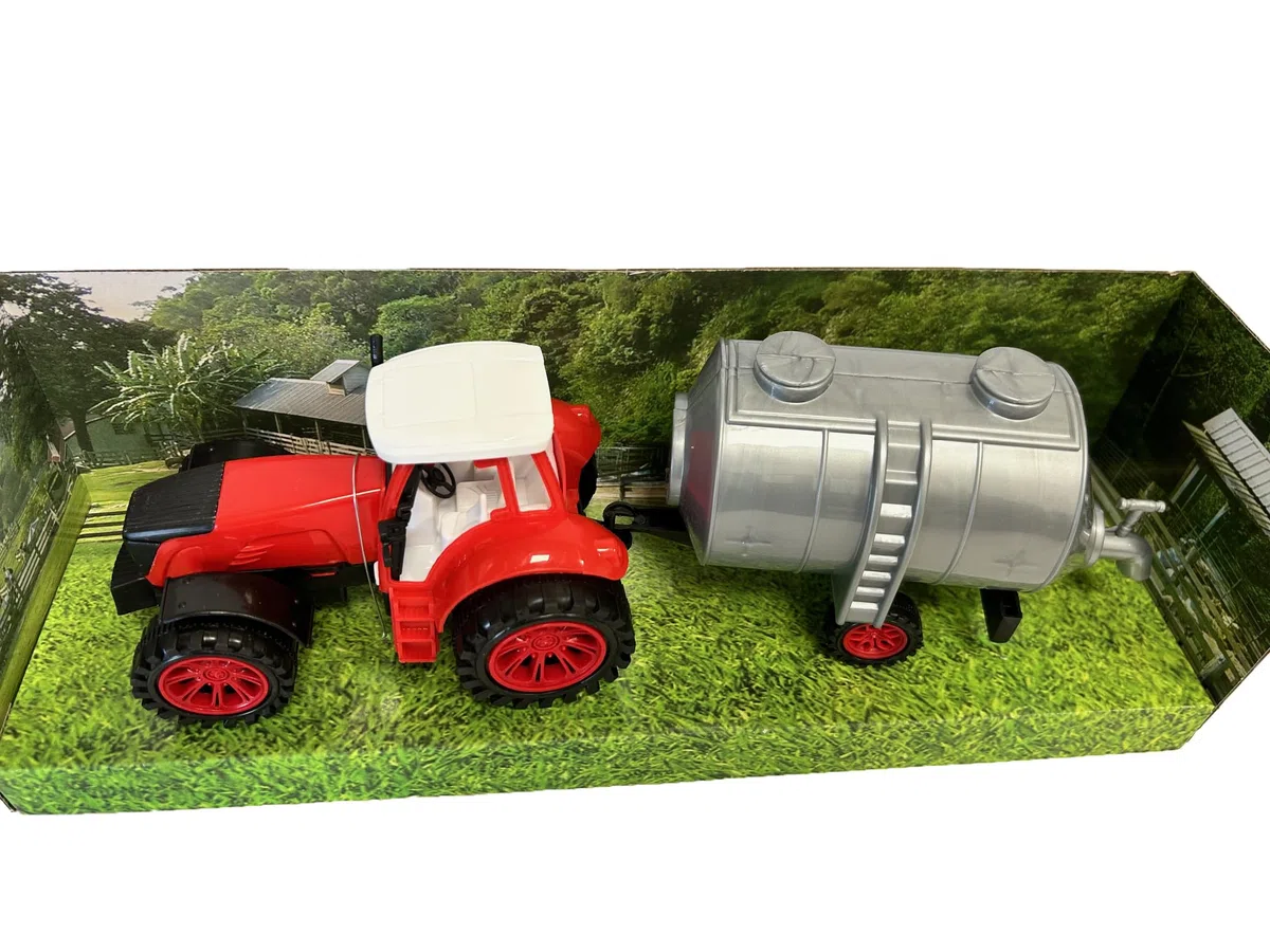Trattore Agricolo con Rimorchio - Carro Cisterna, Aratro, Porta Animali - Giocattolo a Frizione per Fattoria (CISTERNA)