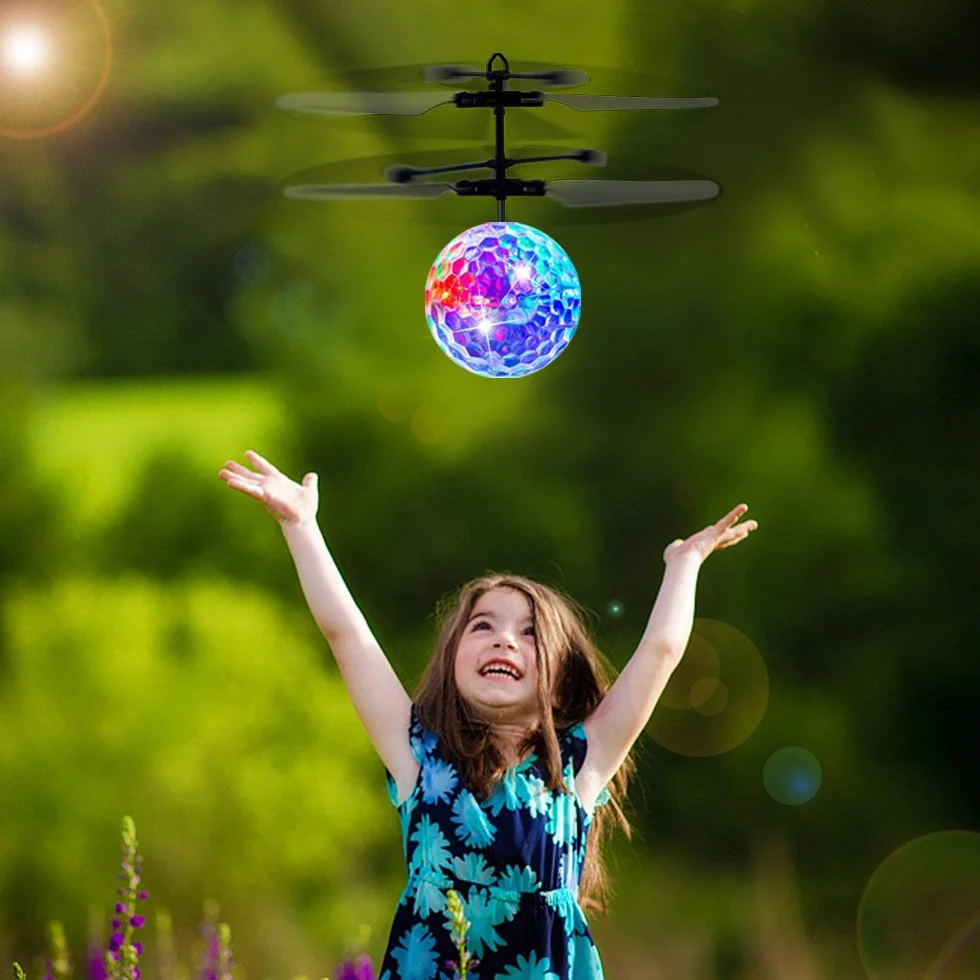 Palla Volante, Palla Volante RC Giocattolo Regalo per Bambini Ragazzi Ragazze 8 9 10 11 12 Anni, Elicottero a Induzione a Infrarossi Drone Aereo Telecomando con Luce LED Giochi Interni Esterni