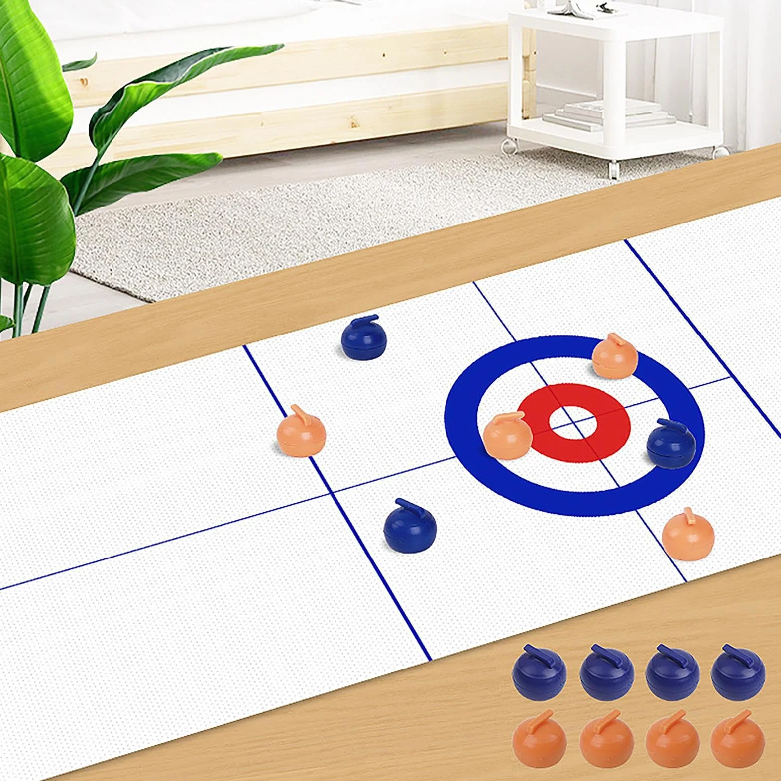 Générique Curling de – Mini Gioco Sportivo di Pellet, Kit di Gioco da Scrivania Indoor | Tappetino Attività Familiare Multifunzionale da 53 x 10 Pollici per Intrattenimento Tempo Libero a Casa con Uno