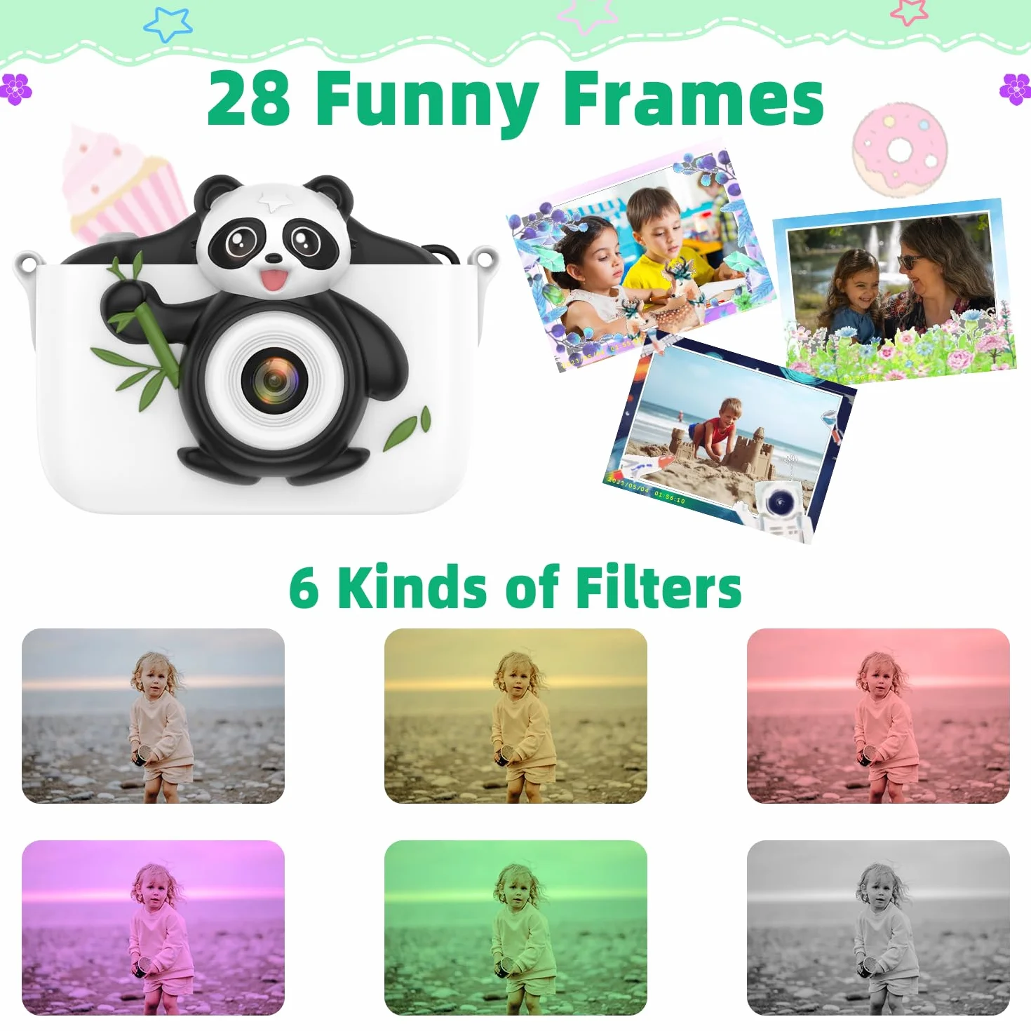 Fotocamere per bambini 2.0 Pollici Fotocamera Digitale 1080P HD Mini Macchina Fotografica Bambino con Carta 64GB Regalo Compleanno di 3-10 Anni Bambino per Ragazza Ragazzo