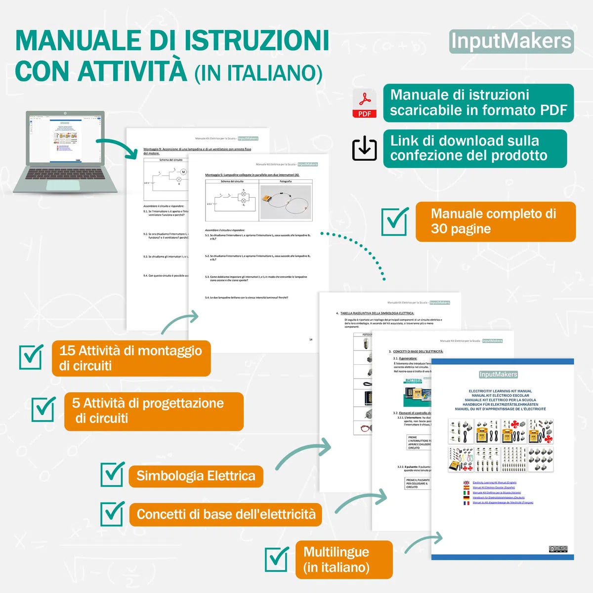 Kit elettrico scolastico avanzato - circuiti elettrici, kit circuito elettrico scuola, kit elettronica, kit scuola, esperimenti scientifici per bambini, circuito elettrico scolastici.