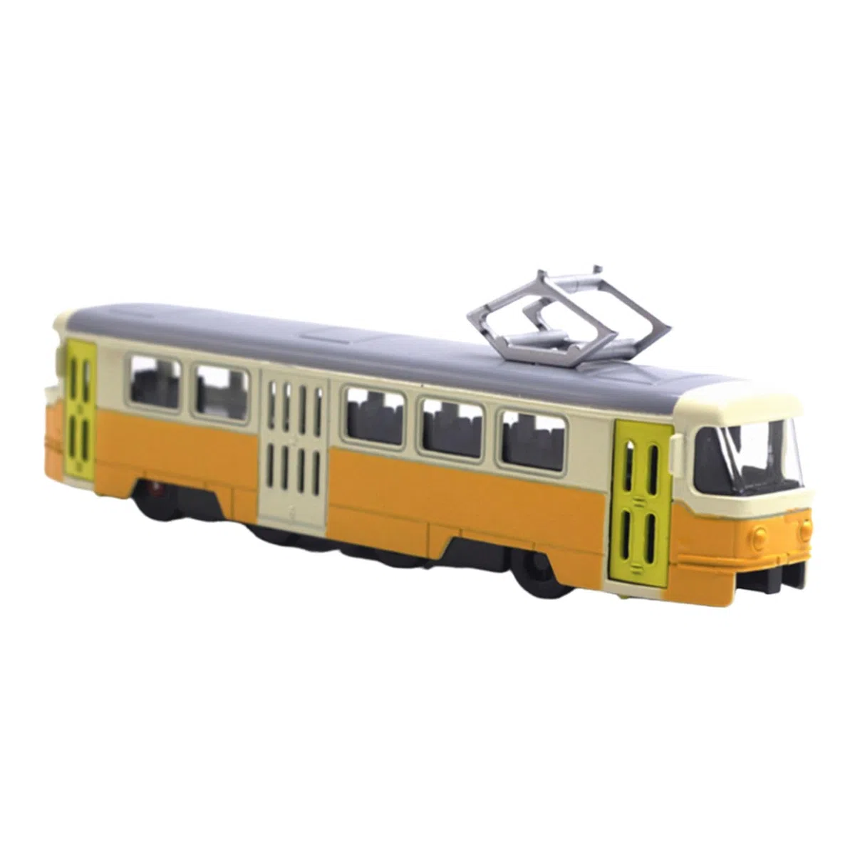 Tram Model Ornament 1/90 Decoro Realistico interattivo con Modello di Auto da Trasporto con appassionato di Auto Leggera e Musicale, Giallo
